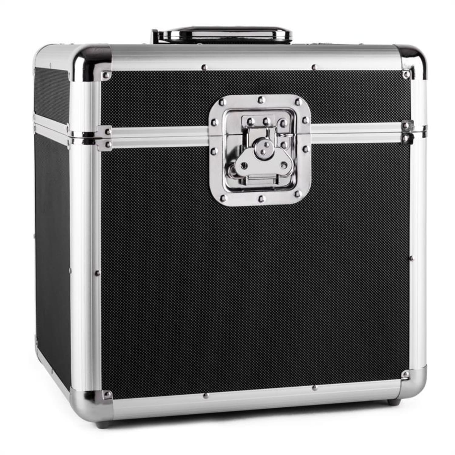 Zeitkapsel Aluminium-Plattenkoffer Vinyl-Case 70 Stück LP schwarz Schwarz / Silber-Metallic