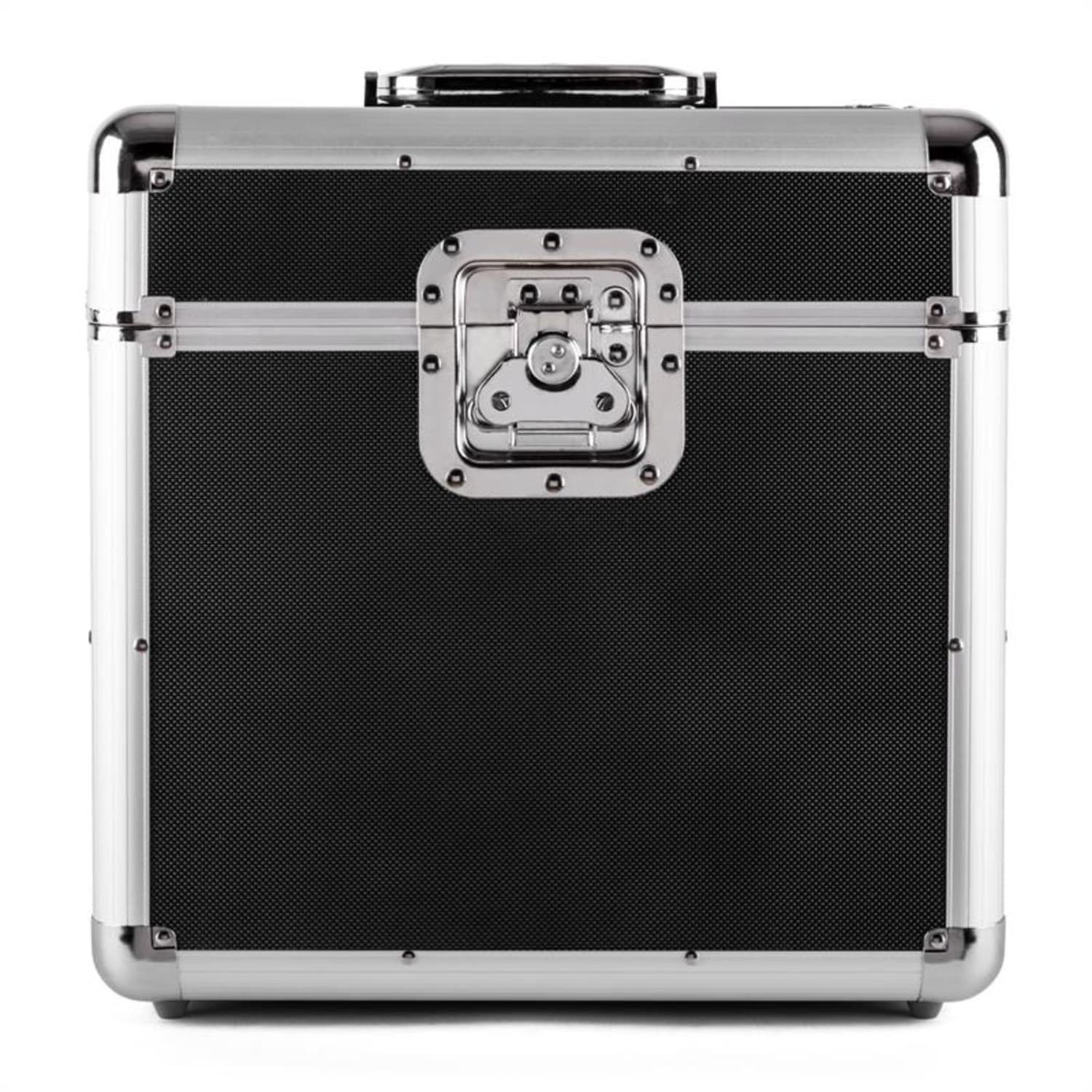 Zeitkapsel Aluminium-Plattenkoffer Vinyl-Case 70 Stück LP schwarz Schwarz / Silber-Metallic