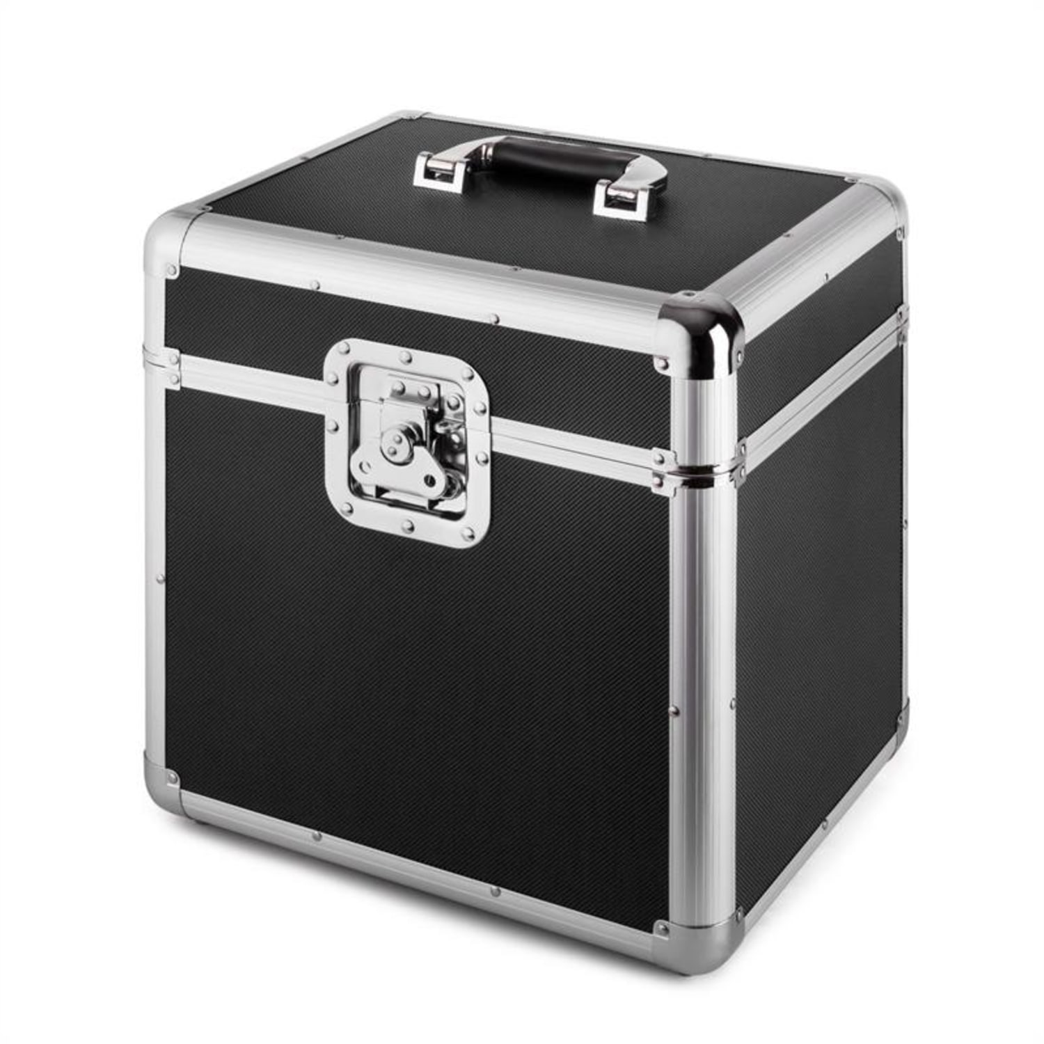 Zeitkapsel Aluminium-Plattenkoffer Vinyl-Case 70 Stück LP schwarz Schwarz / Silber-Metallic