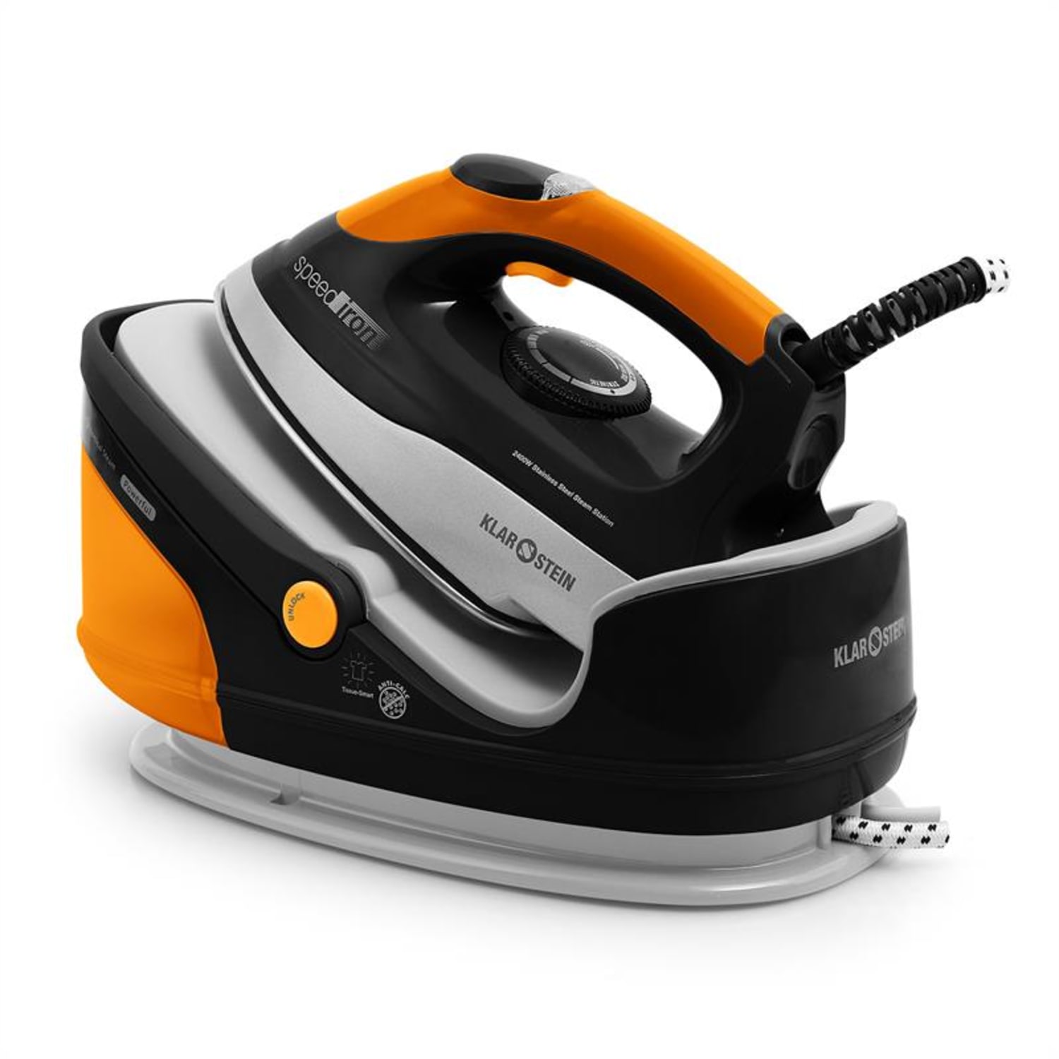 Klarstein Speed Iron 2400 W likalna parna postaja 1.7 L - oranžne barve