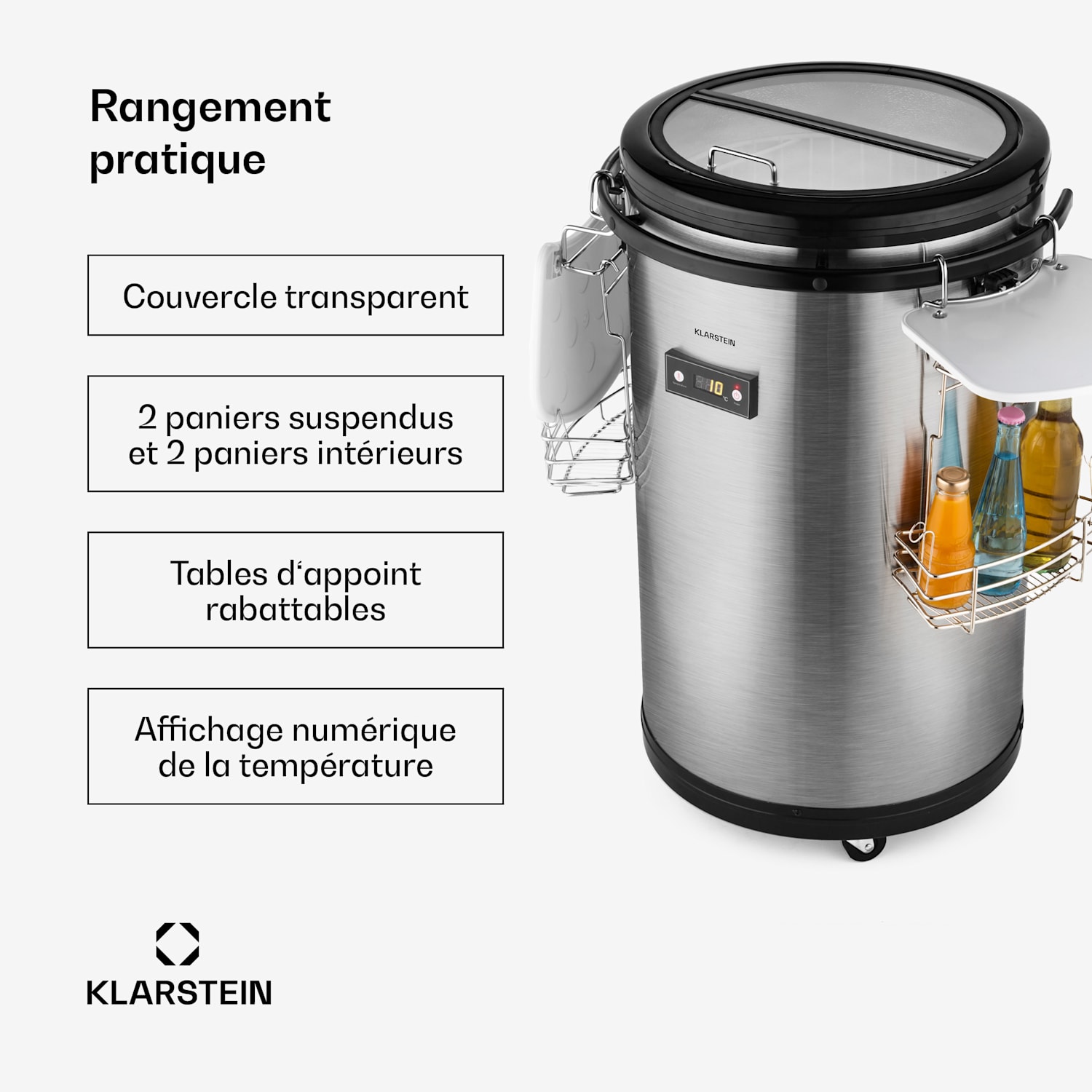Dhr. Barbot Bar Koelkast 50 liter 6-16 °C Zwenkwieltjes Roestvrij staal 50 ltr | Zilver