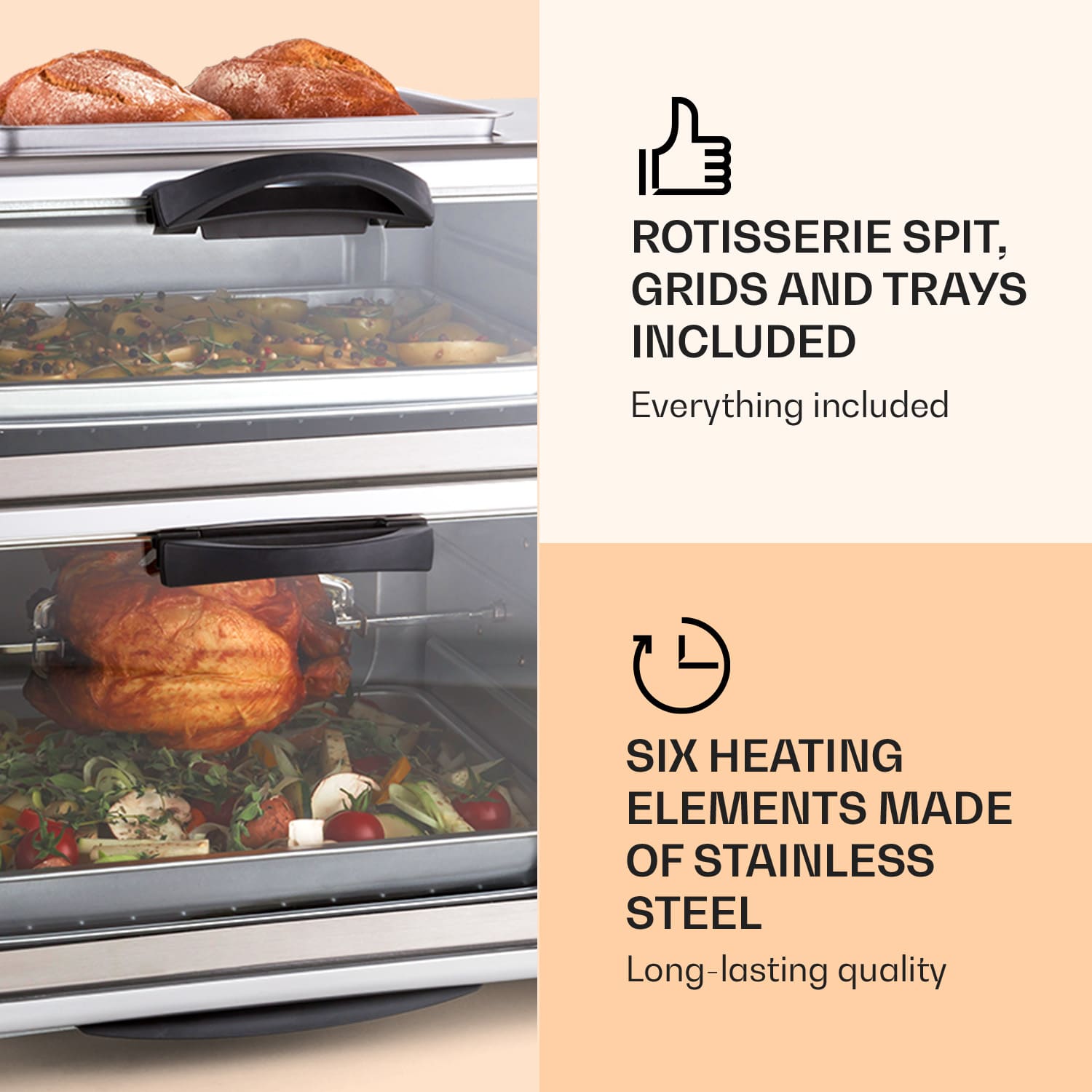 All-You-Can-Eat, dupla mini sütő grill-lemezzel, 42 L, 2350 W 