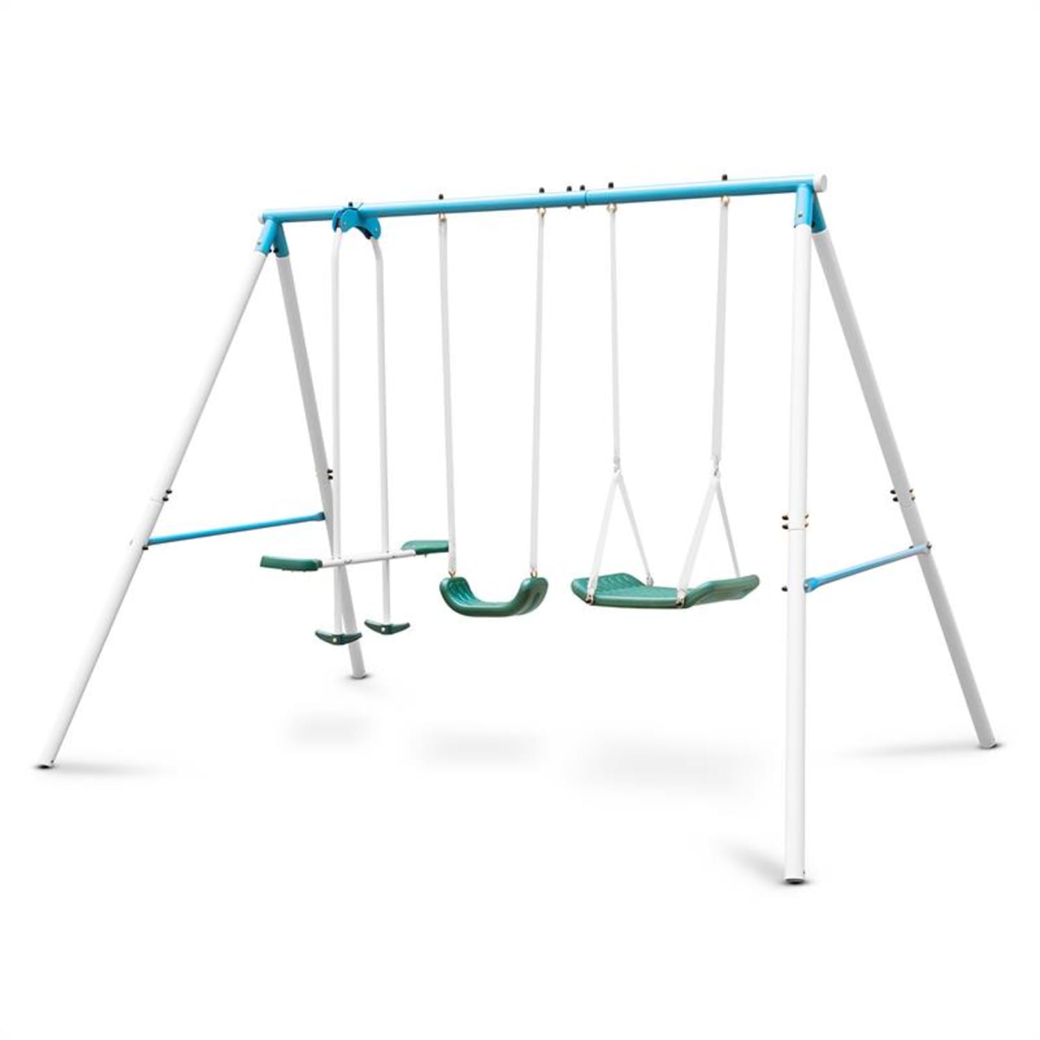 Olav, huśtawka dla dzieci, huśtawka ogrodowa, stalowy stelaż Nebeško modra