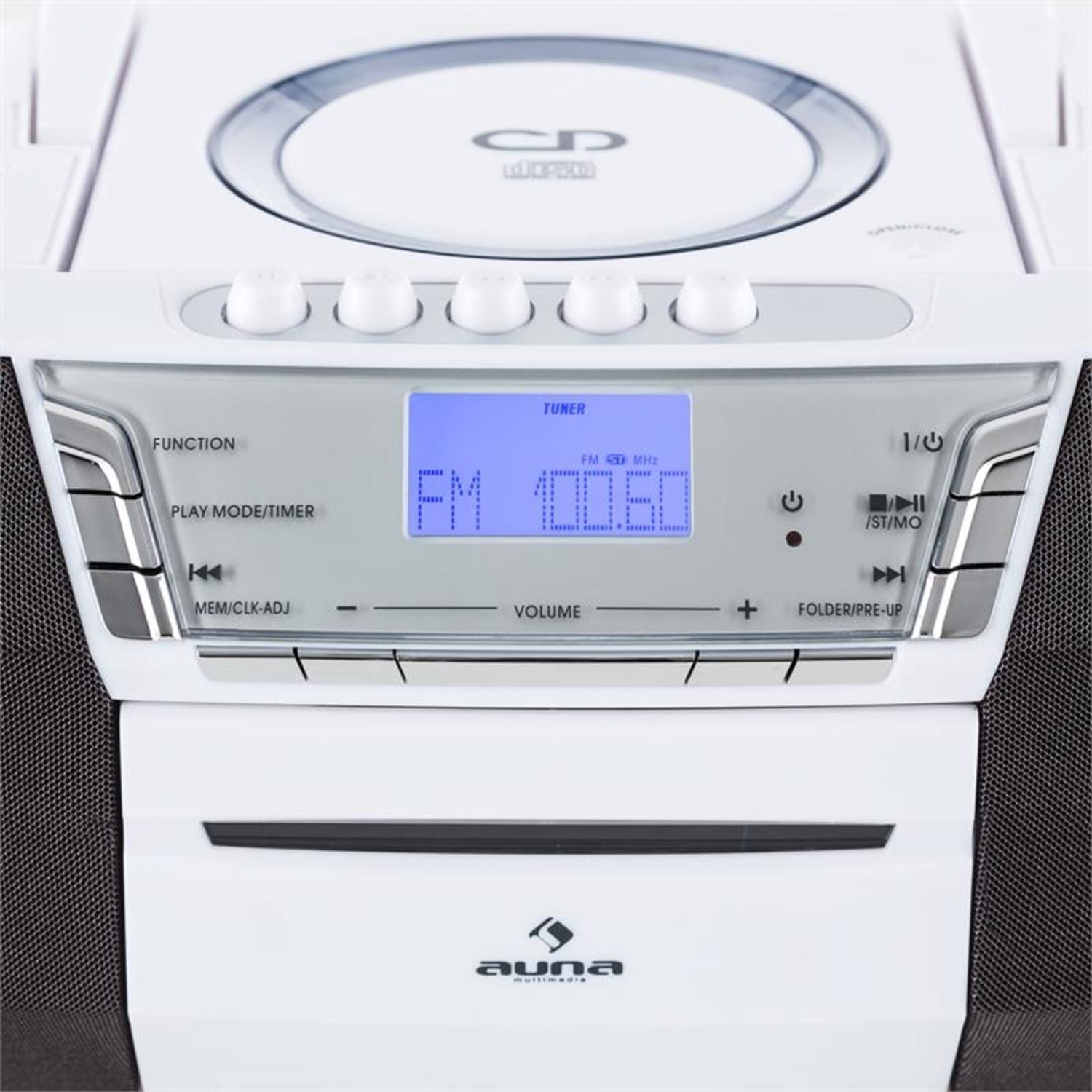 Jetpack Boombox Portatile USB CD MP3 OUC a Pile Bianco Bianco