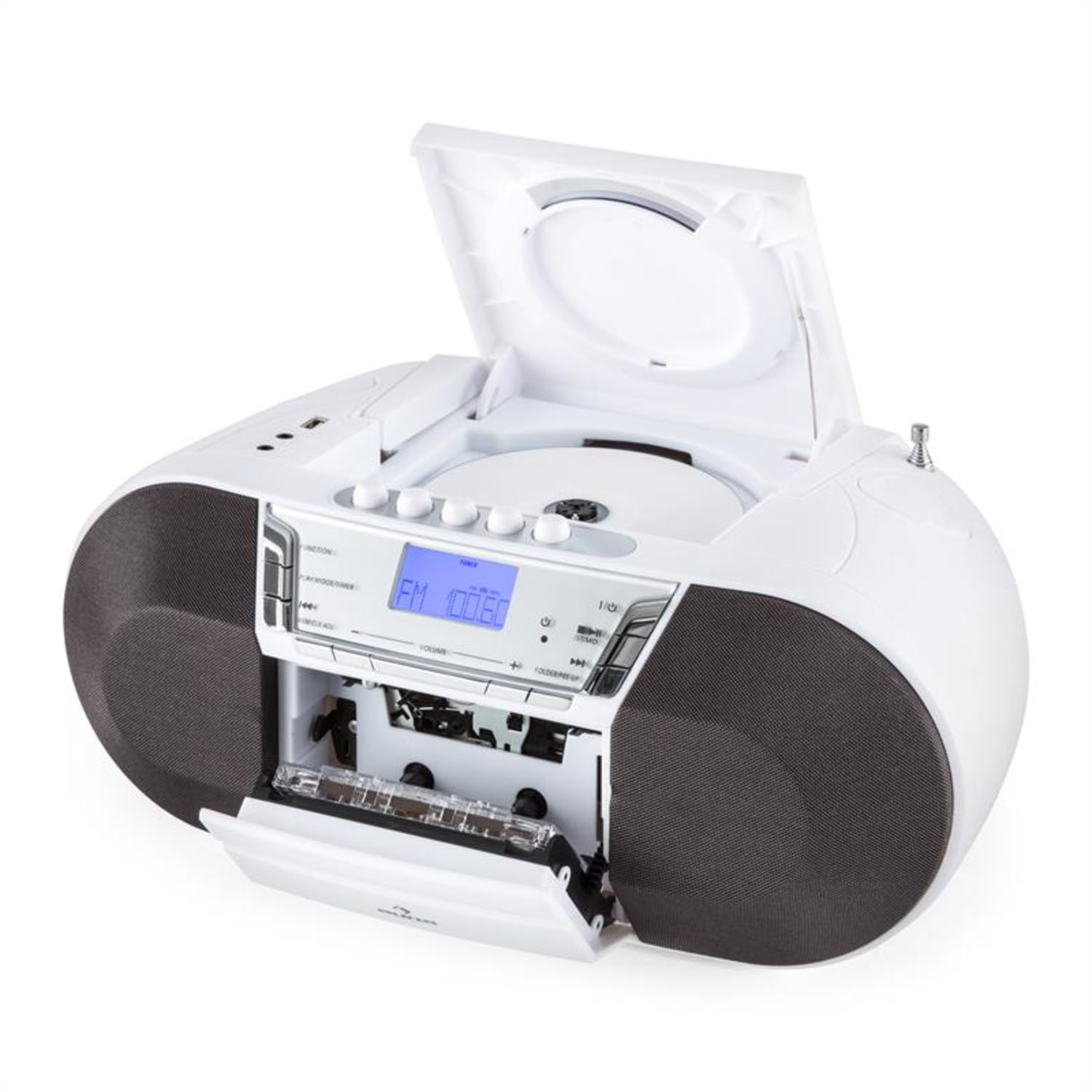 Jetpack Boombox Portatile USB CD MP3 OUC a Pile Bianco Bianco