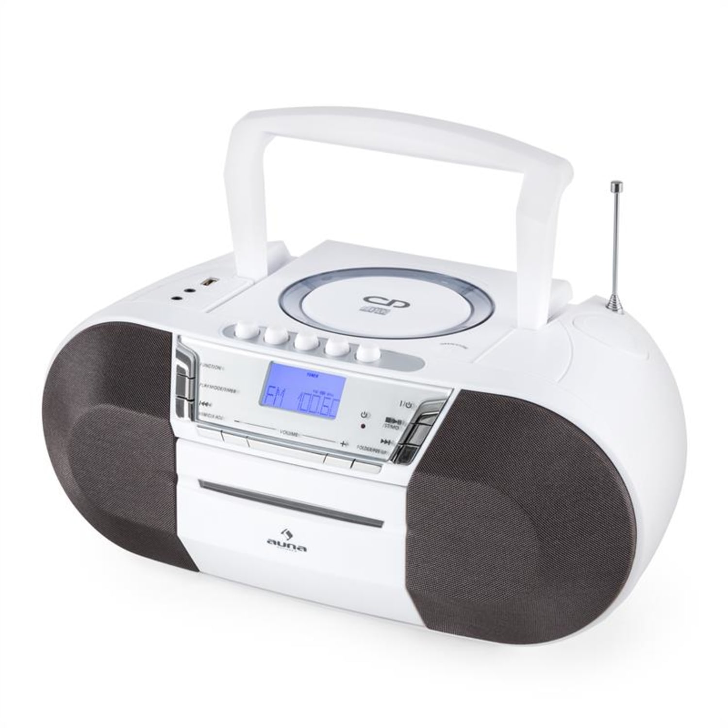 Jetpack Boombox Portatile USB CD MP3 OUC a Pile Bianco Bianco