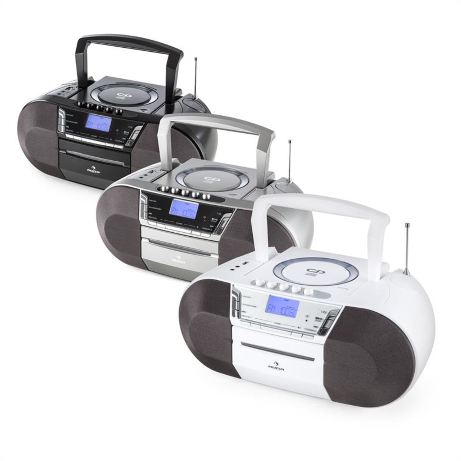 Jetpack Boombox Portatile USB CD MP3 OUC a Pile Bianco Bianco
