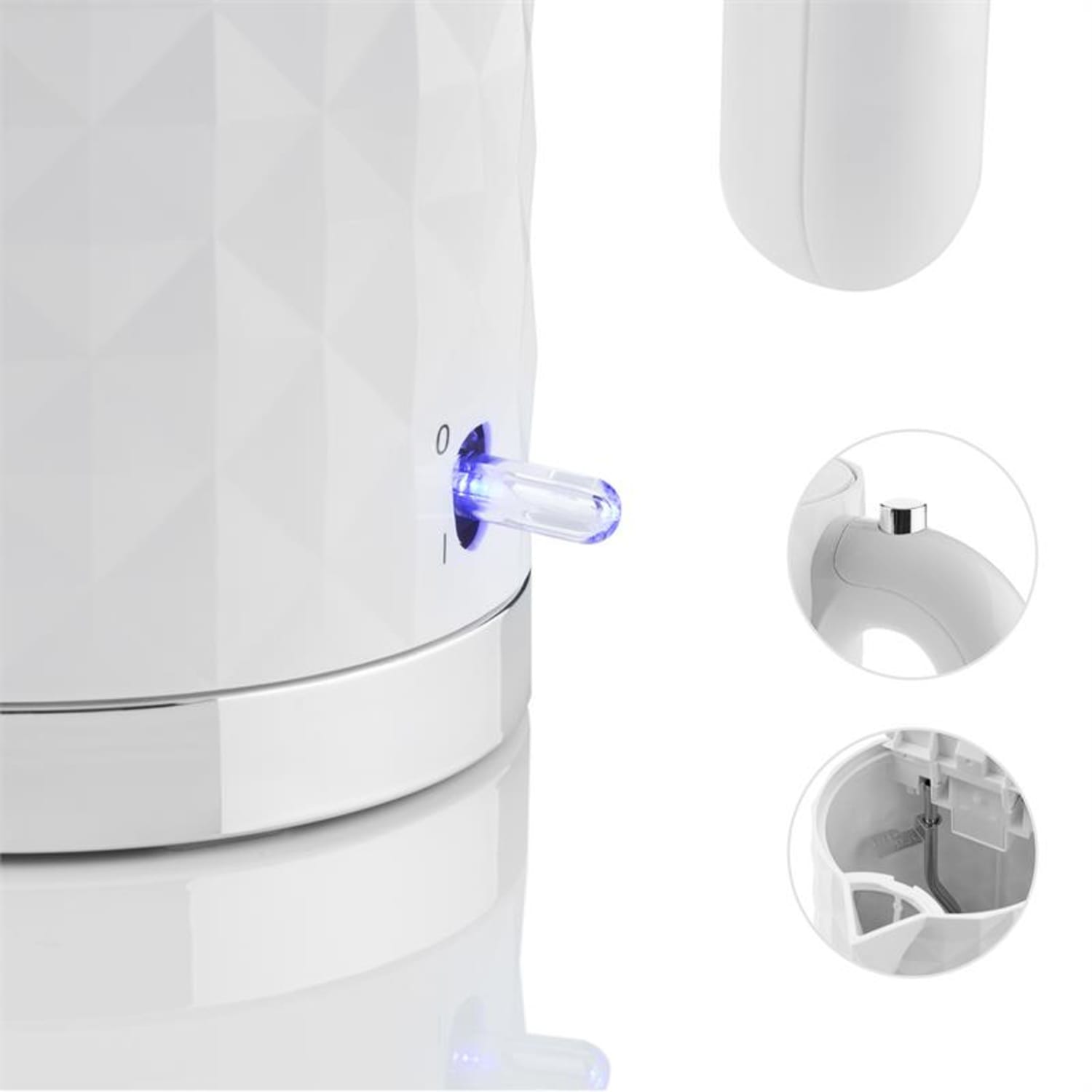 Klarstein Granada Bianca, 2200 W, 1,7 l, vízforraló, fehér Fehér