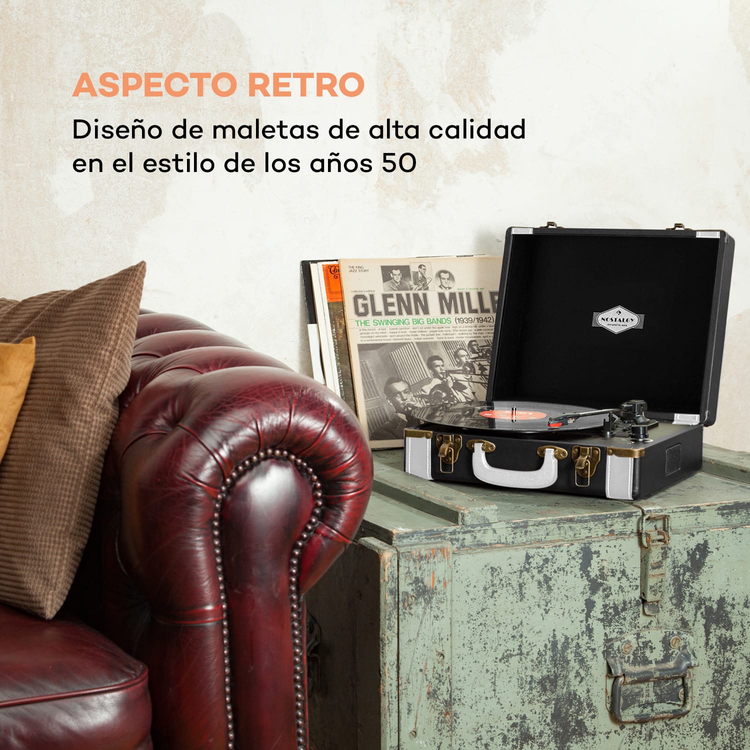 Jerry Lee tocadiscos retro LP USB negro-blanco Negro