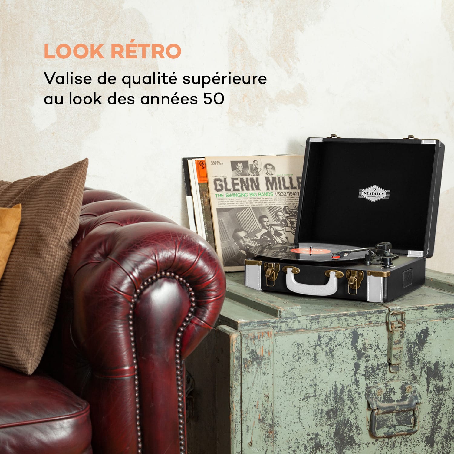 Jerry Lee Platine tourne-disque vinyle rétro LP USB -noir & blanc Noir
