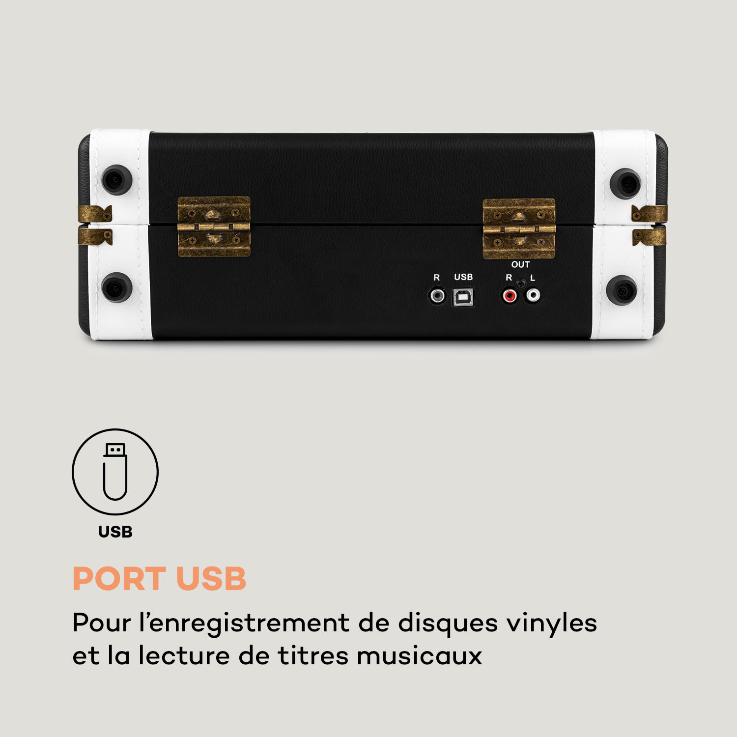 Jerry Lee Platine tourne-disque vinyle rétro LP USB -noir & blanc Noir