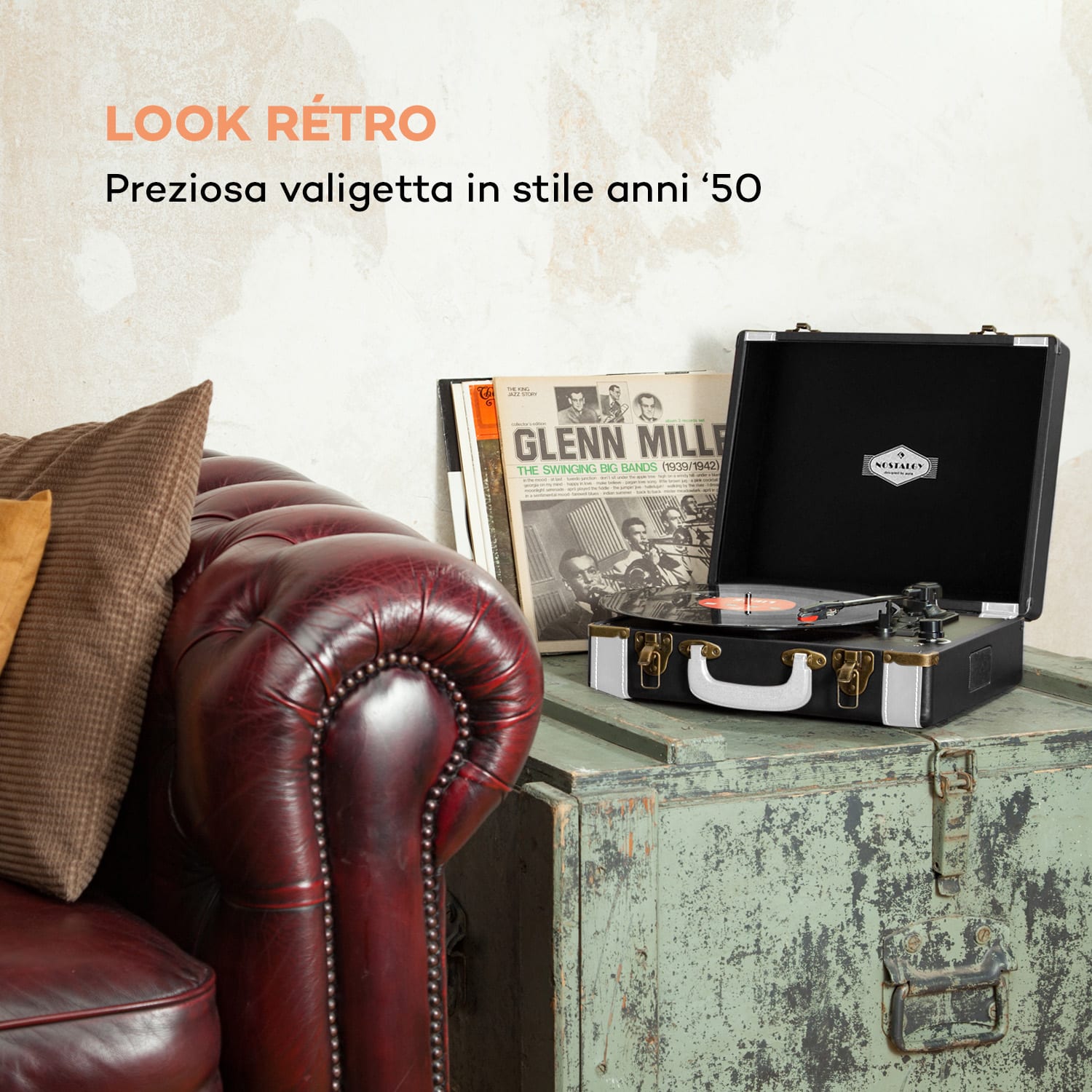 Jerry Lee Giradischi Retrò LP USB Bianco-Nero Nero