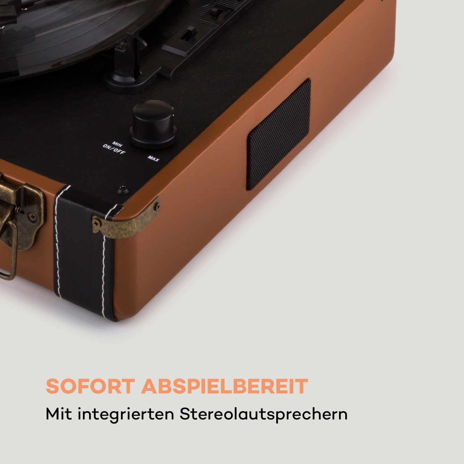 Jerry Lee Retro-Plattenspieler LP USB braun Tabak