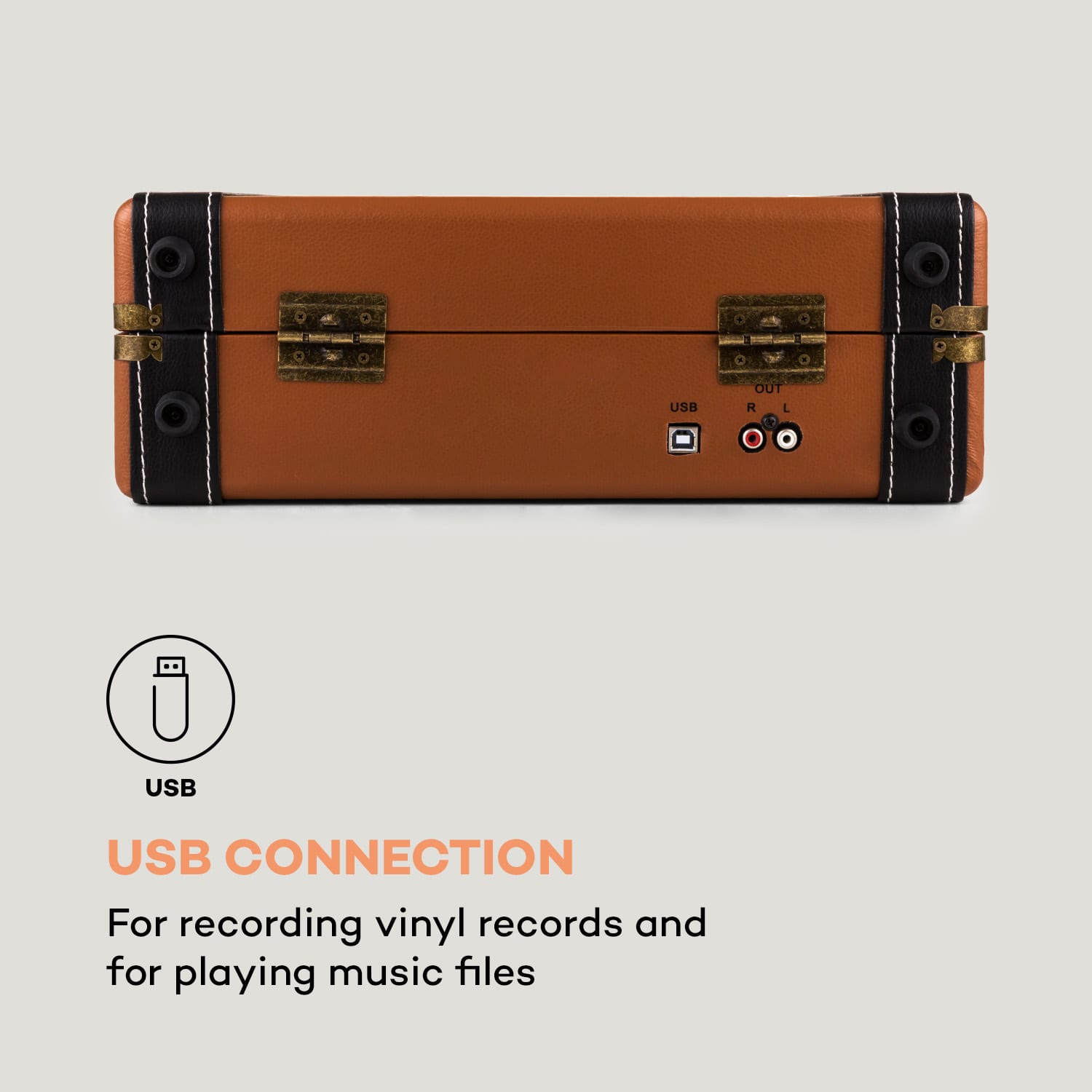 Jerry Lee, gramofon retro, LP, USB, brązowy Tytoń