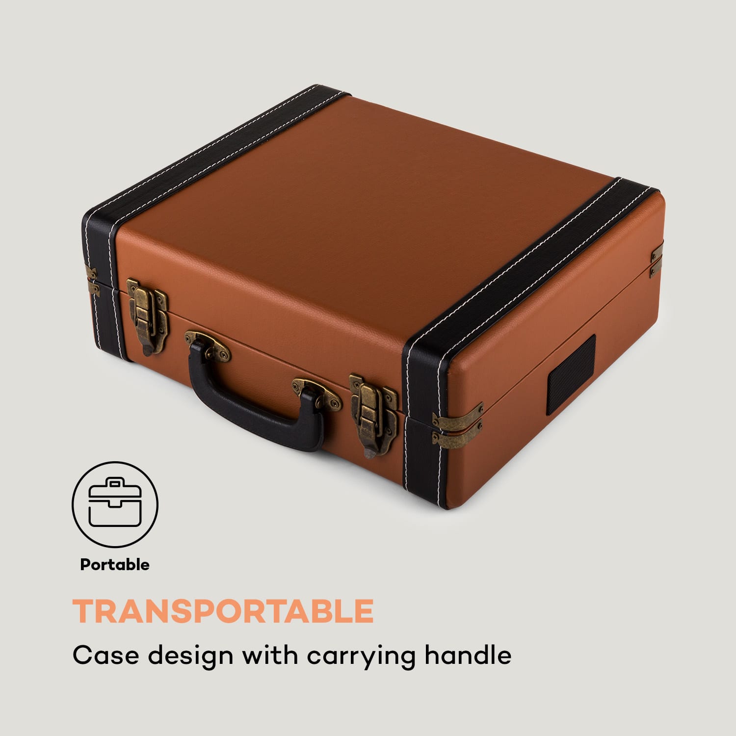 Jerry Lee, gramofon retro, LP, USB, brązowy Tytoń