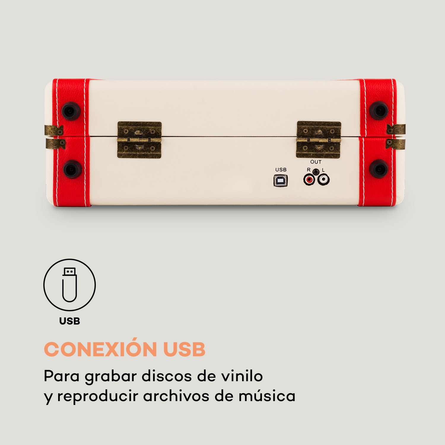 Jerry Lee tocadiscos retro LP USB Crema Blanco