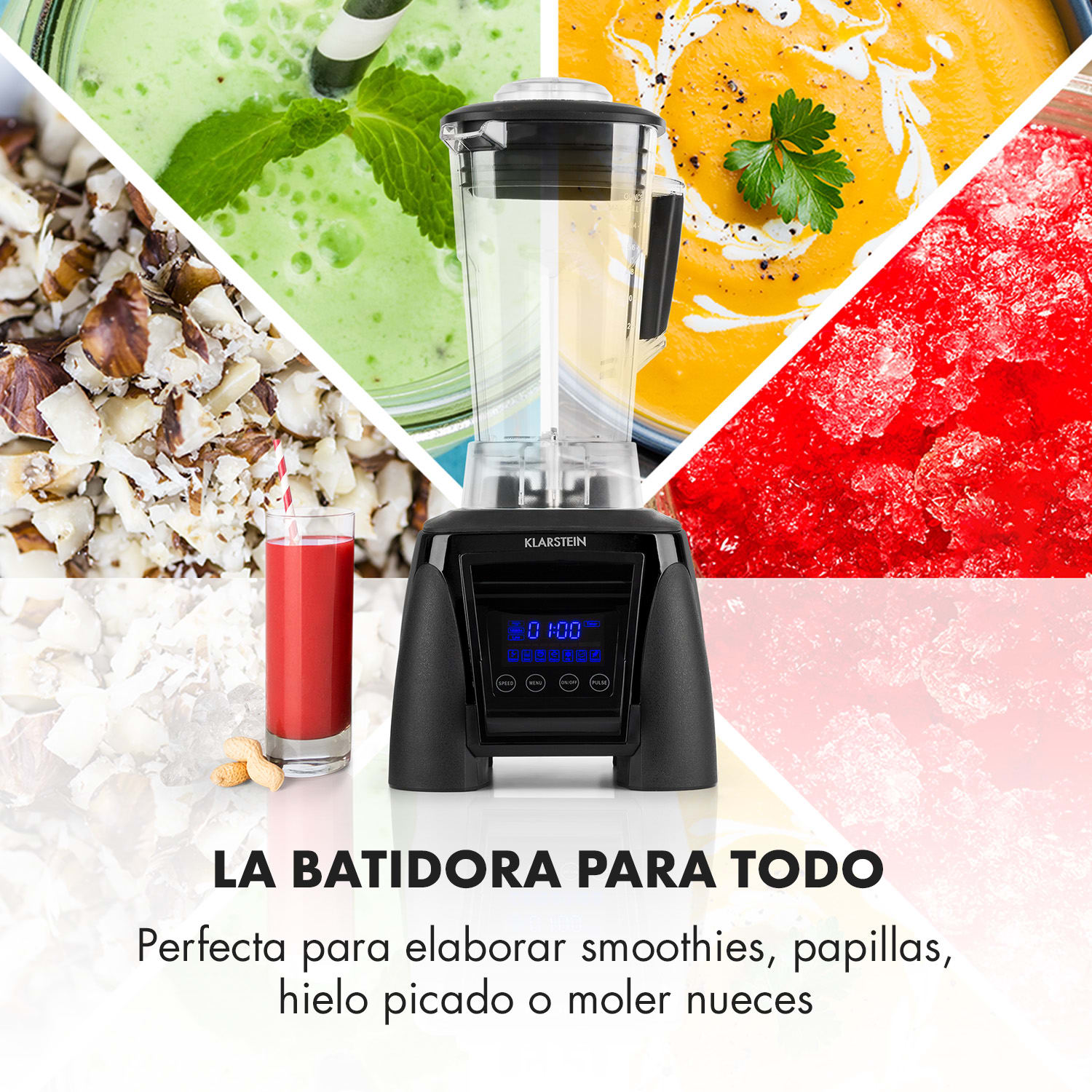 Herakles 8G batidora de vaso para smoothie 1800 W negro sin BPA Negro