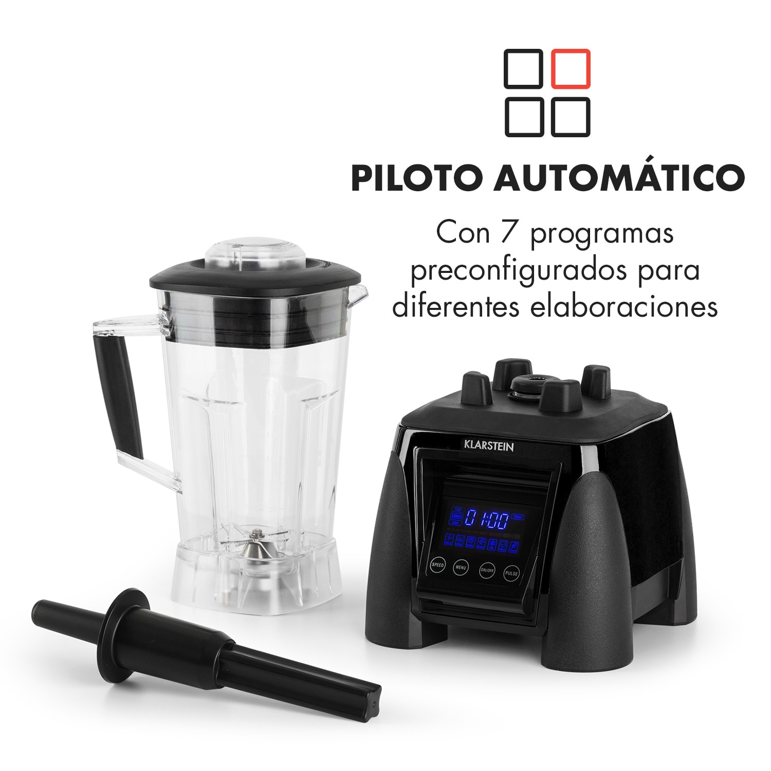 Herakles 8G batidora de vaso para smoothie 1800 W negro sin BPA Negro