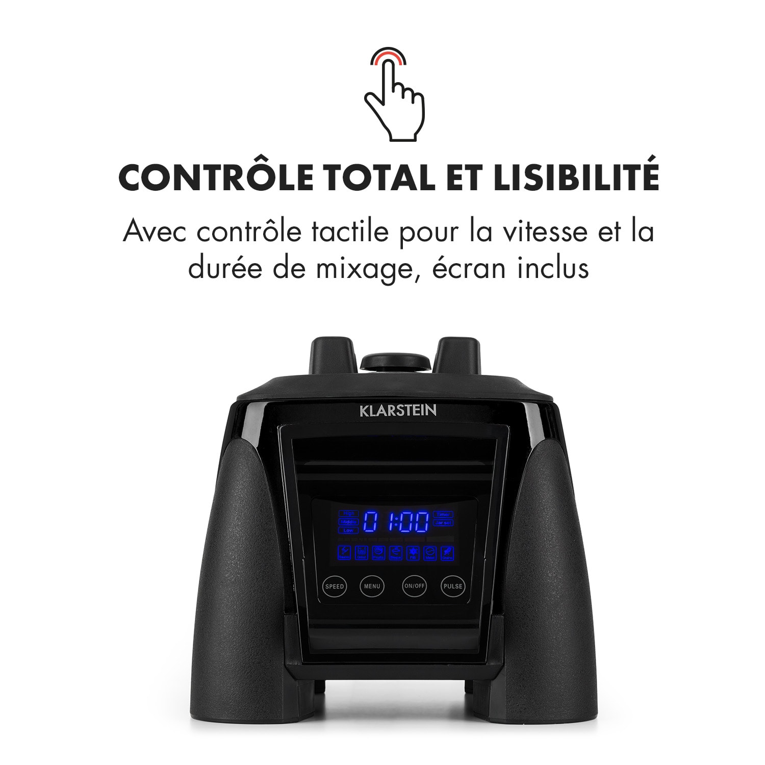 Herakles 8G mixeur blender blender professionnel 1800W sans BPA -noir Noir