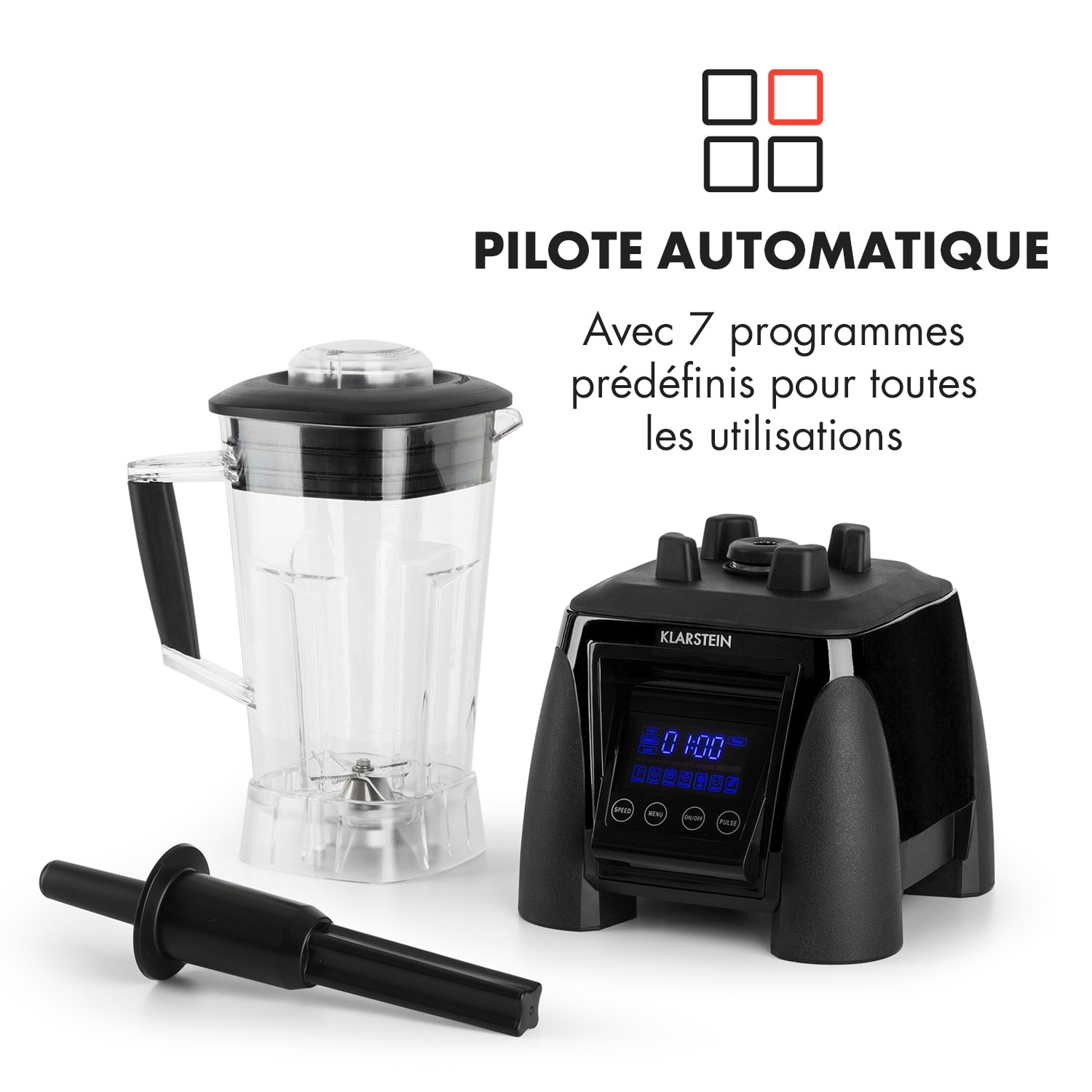Herakles 8G mixeur blender blender professionnel 1800W sans BPA -noir Noir