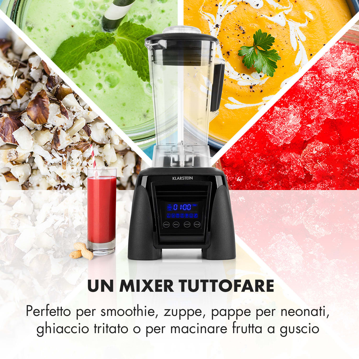 Herakles 8G frullatore professionale frullatore da tavolo 1800 W nero Nero