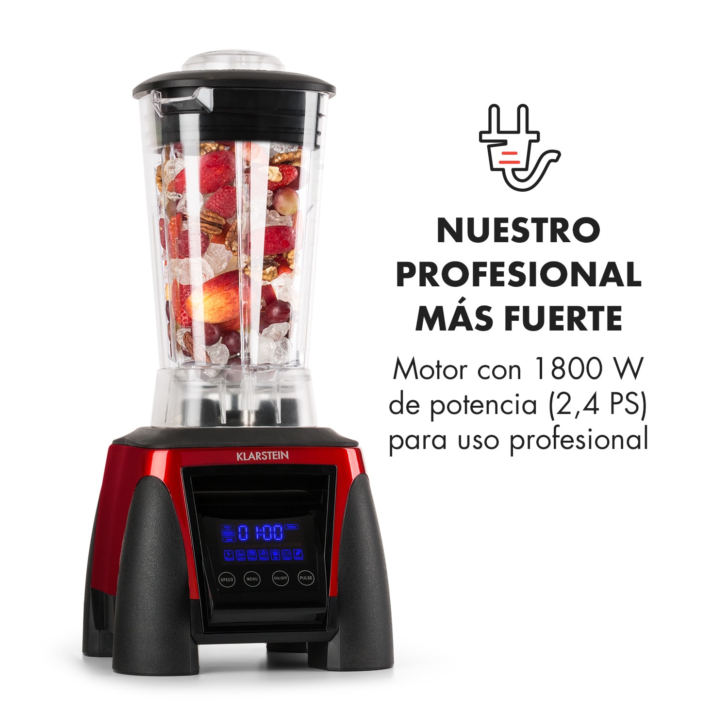 Herakles 8G batidora de vaso para smoothie 1800 W rojo sin BPA Rojo