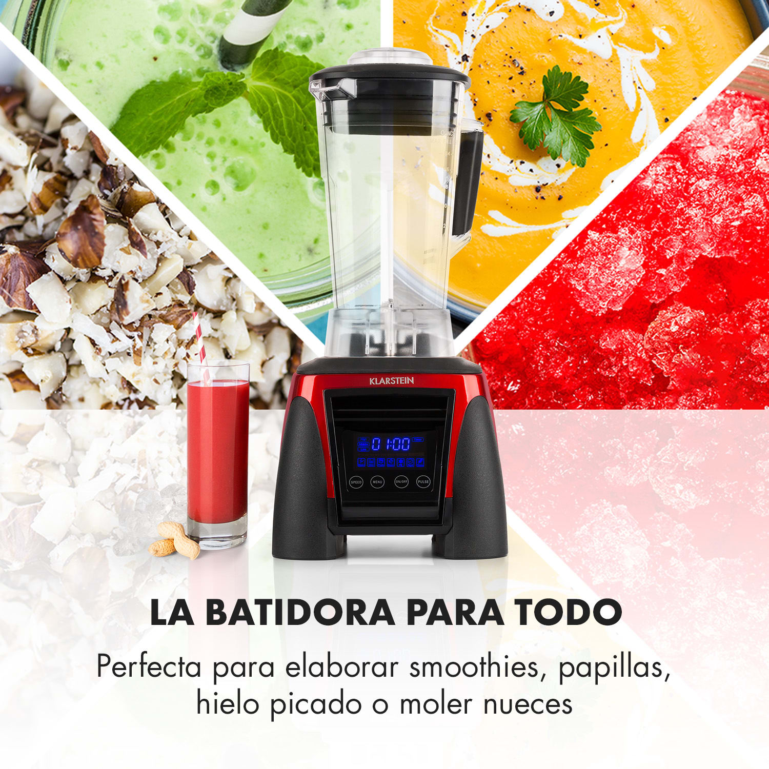 Herakles 8G batidora de vaso para smoothie 1800 W rojo sin BPA Rojo