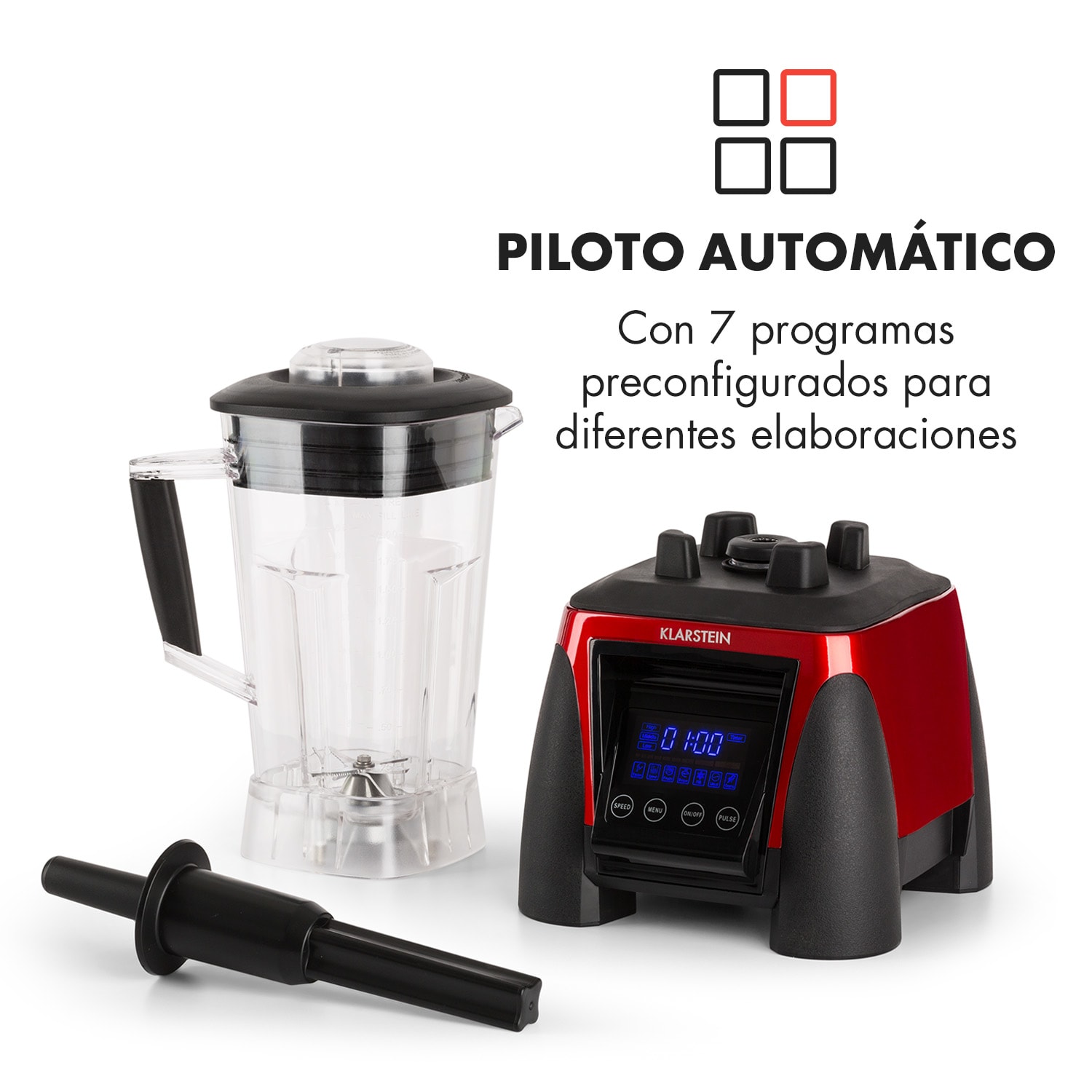 Herakles 8G batidora de vaso para smoothie 1800 W rojo sin BPA Rojo