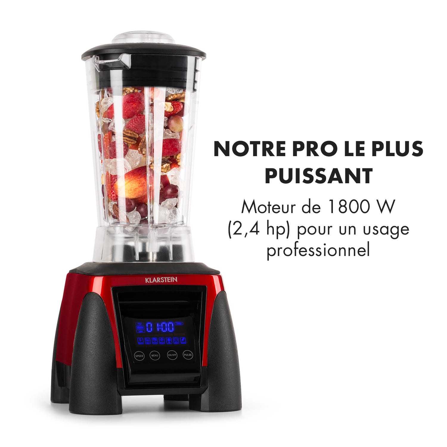 Herakles 8G mixeur blender blender professionnel 1800W sans BPA -rouge Rouge