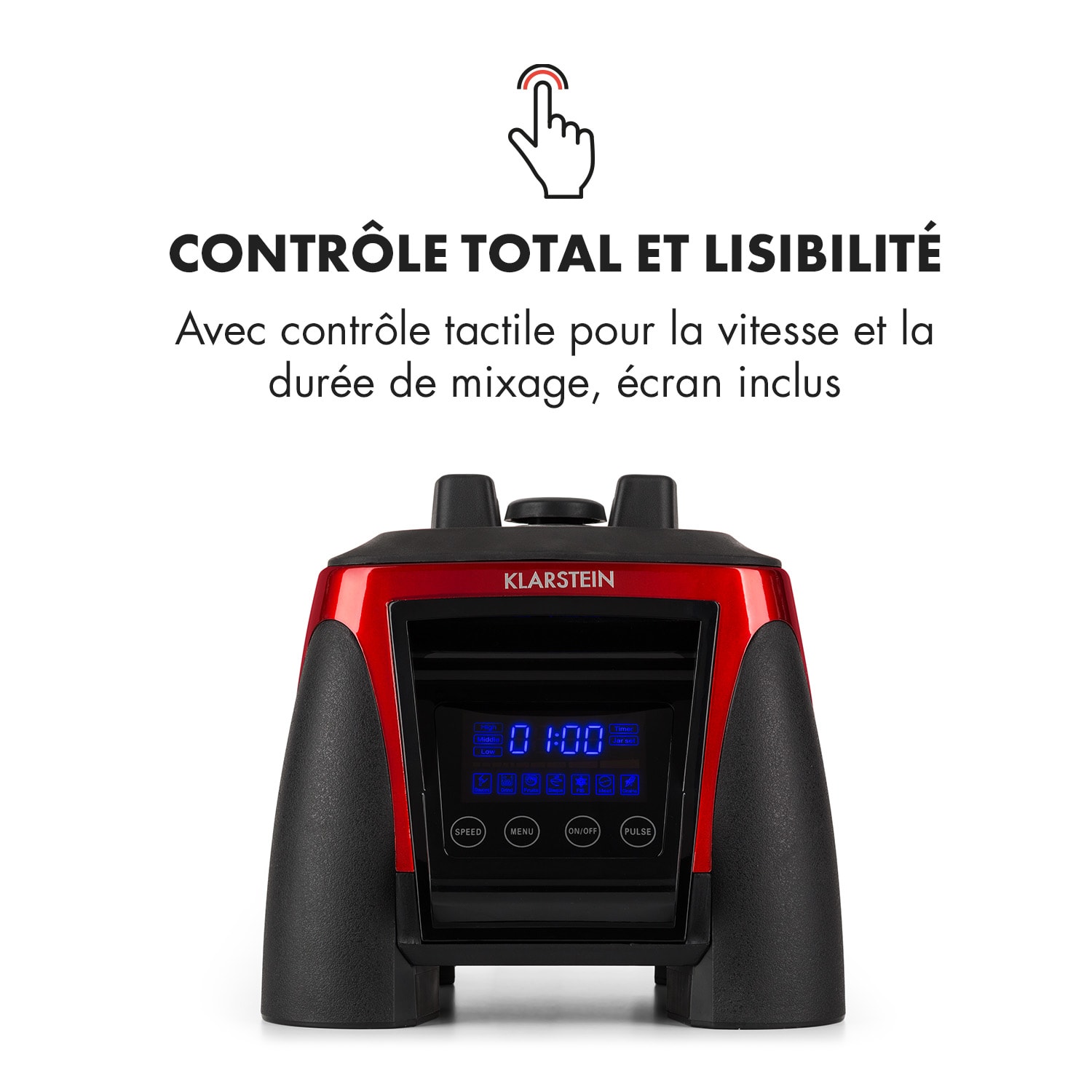 Herakles 8G mixeur blender blender professionnel 1800W sans BPA -rouge Rouge