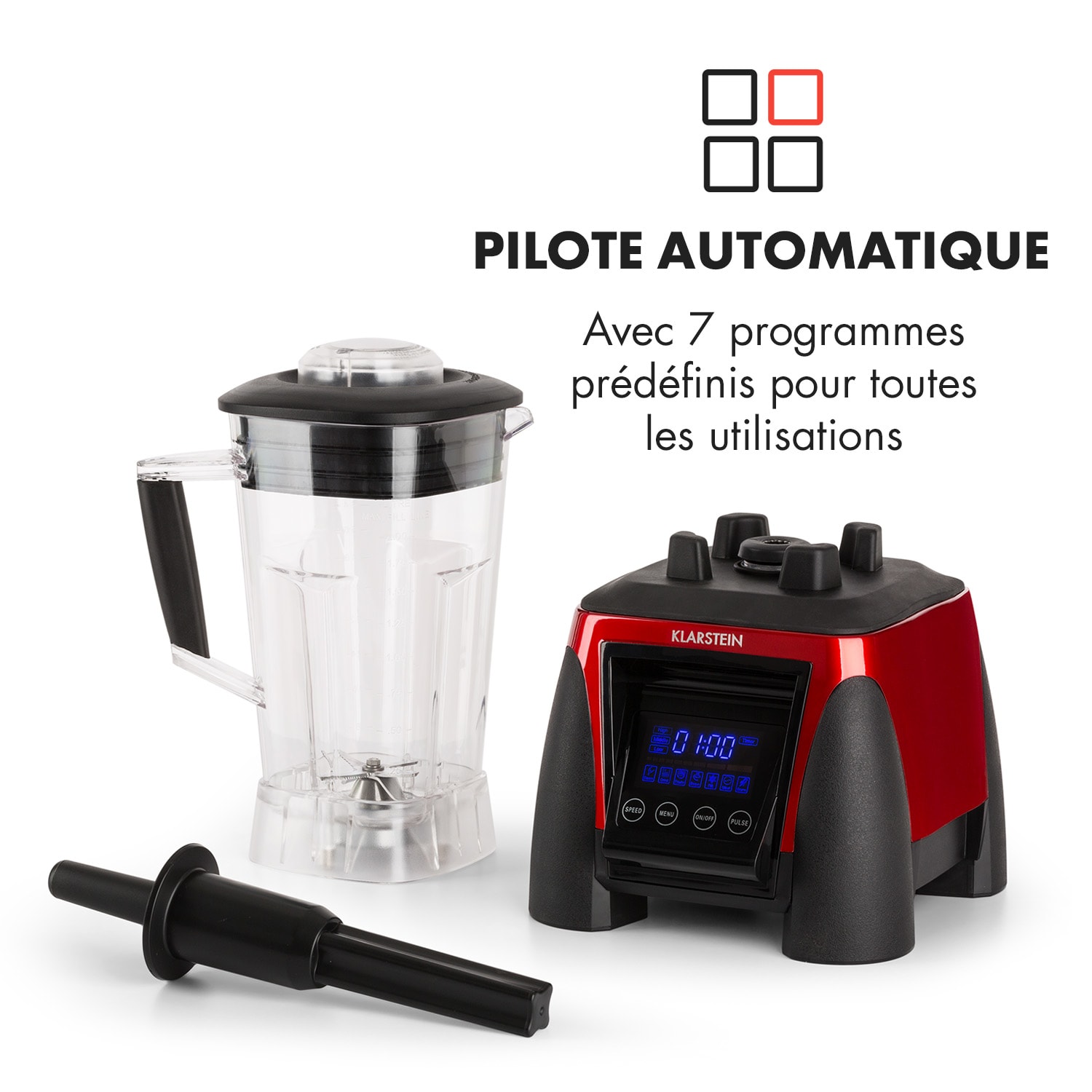 Herakles 8G mixeur blender blender professionnel 1800W sans BPA -rouge Rouge