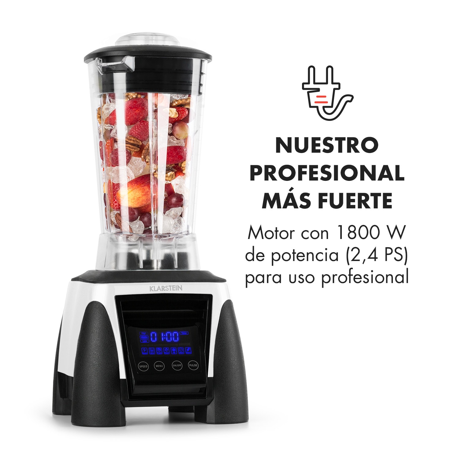 Herakles 8G batidora de vaso para smoothie 1800 W blanco sin BPA Blanco