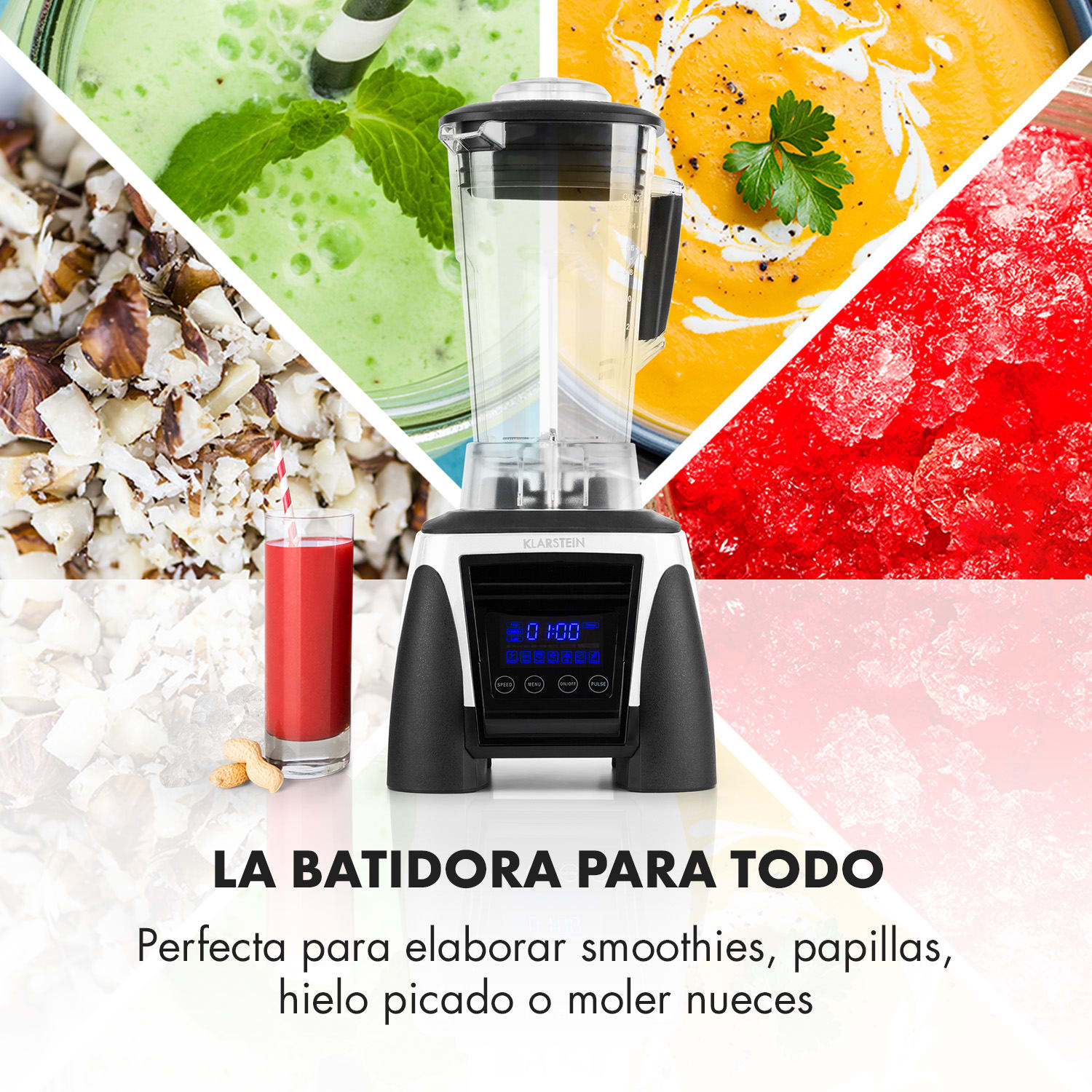 Herakles 8G batidora de vaso para smoothie 1800 W blanco sin BPA Blanco