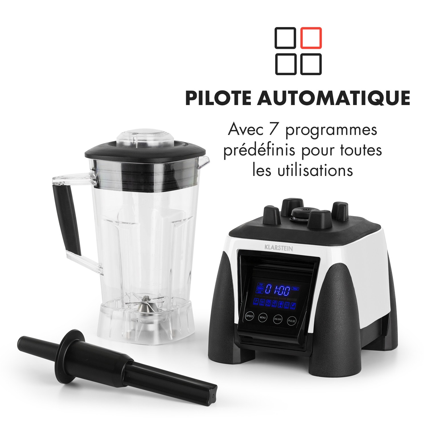 Herakles 8G mixeur blender blender professionnel 1800W sans BPA -blanc Blanc