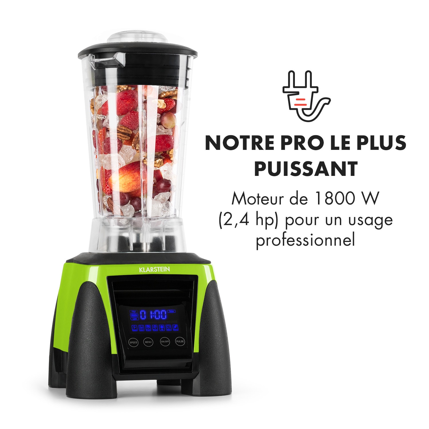 Herakles 8G mixeur blender blender professionnel 1800W sans BPA -vert Vert