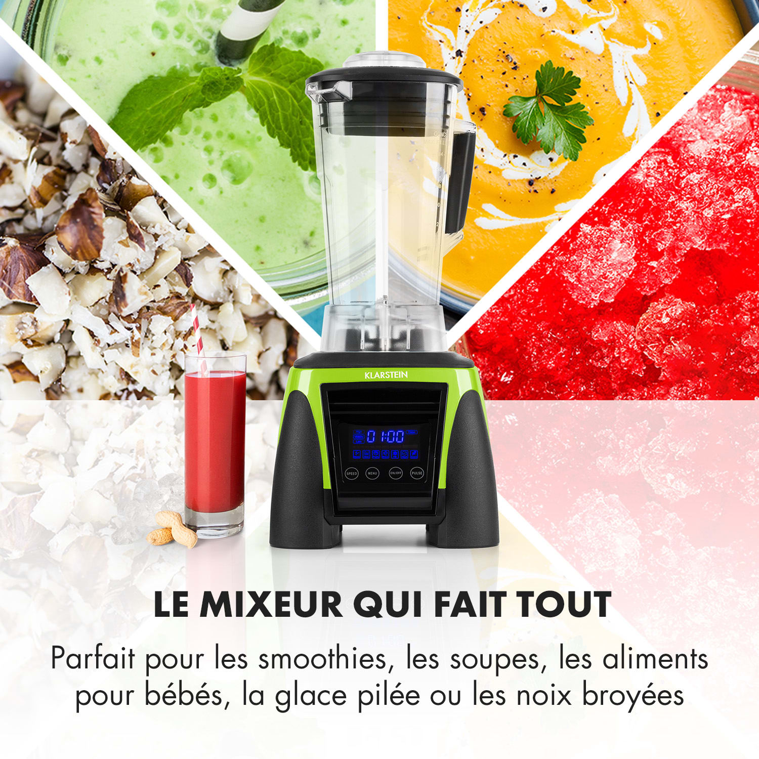 Herakles 8G mixeur blender blender professionnel 1800W sans BPA -vert Vert