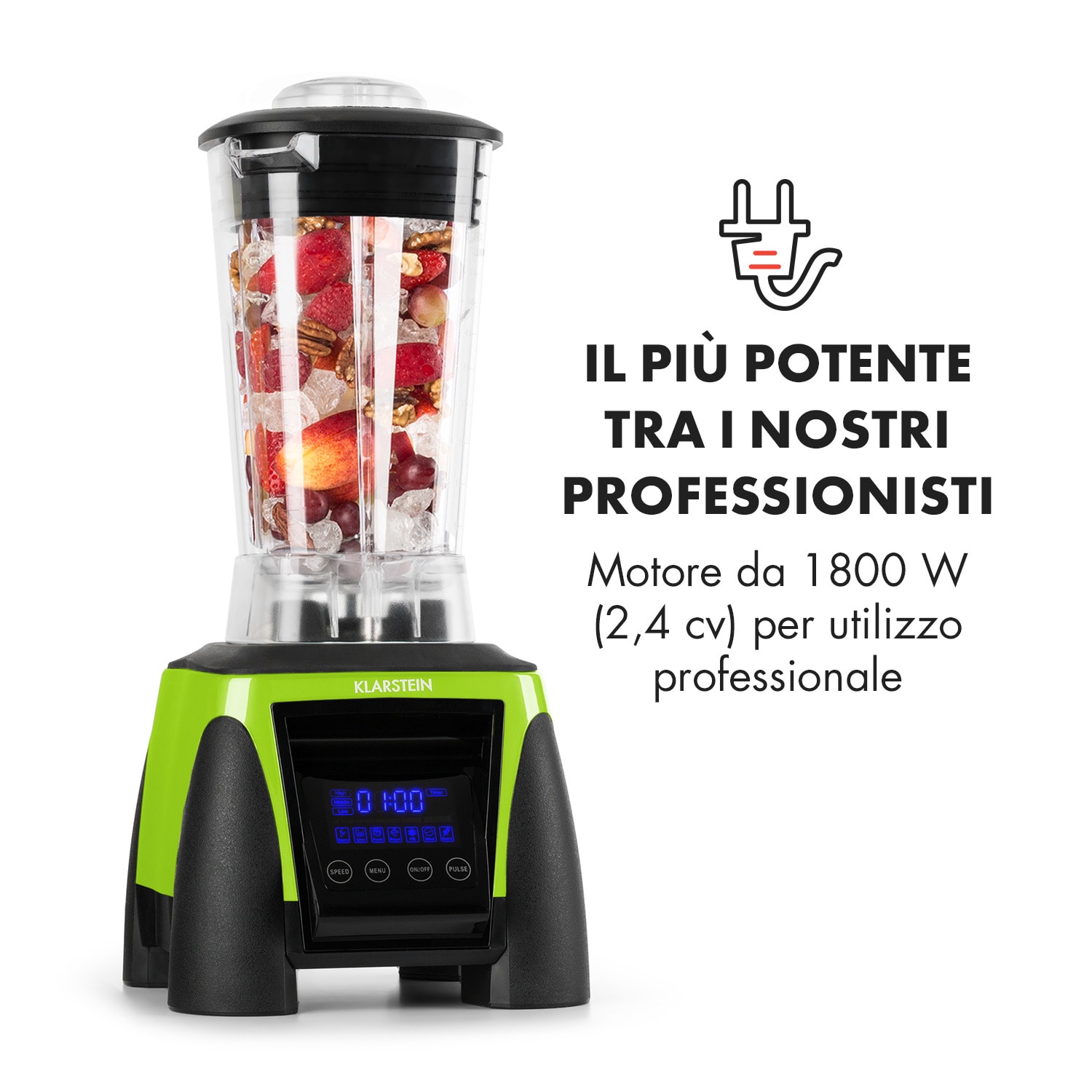Herakles 8G frullatore professionale frullatore da tavolo 1800 W verde Verde