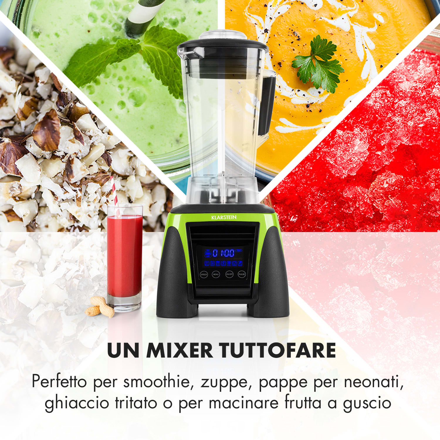 Herakles 8G frullatore professionale frullatore da tavolo 1800 W verde Verde
