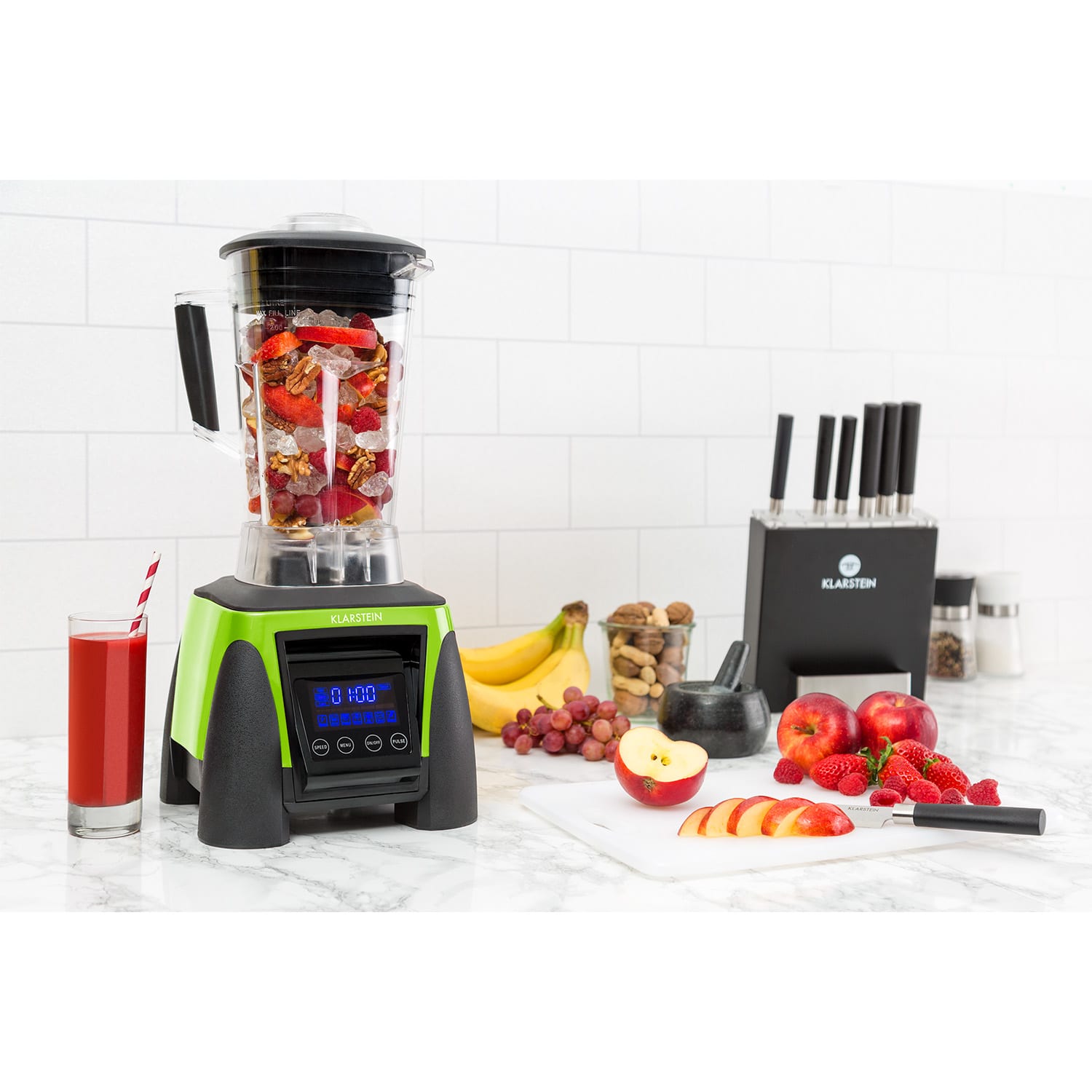 Klarstein Herakles-8G-G, 1800 W, 2 l, stolní mixér, zelený, green smoothie, bez BPA Zelená