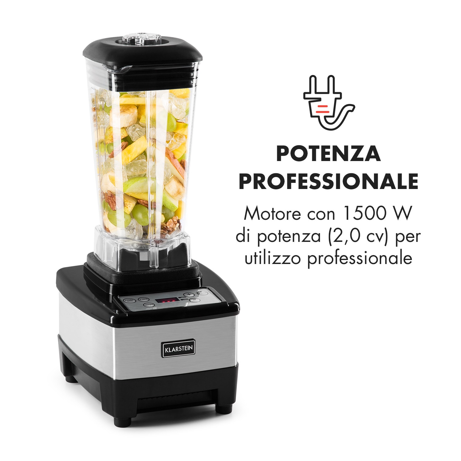 Herakles 4G B Frullatore 1500W 2 Litri Senza BPA Argento Argento