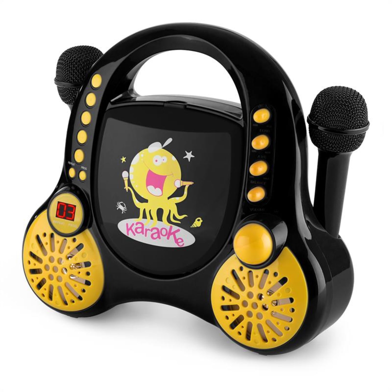 Rockpocket Lecteur karaoké CD AUX 2x Microphones - Noir Noir
