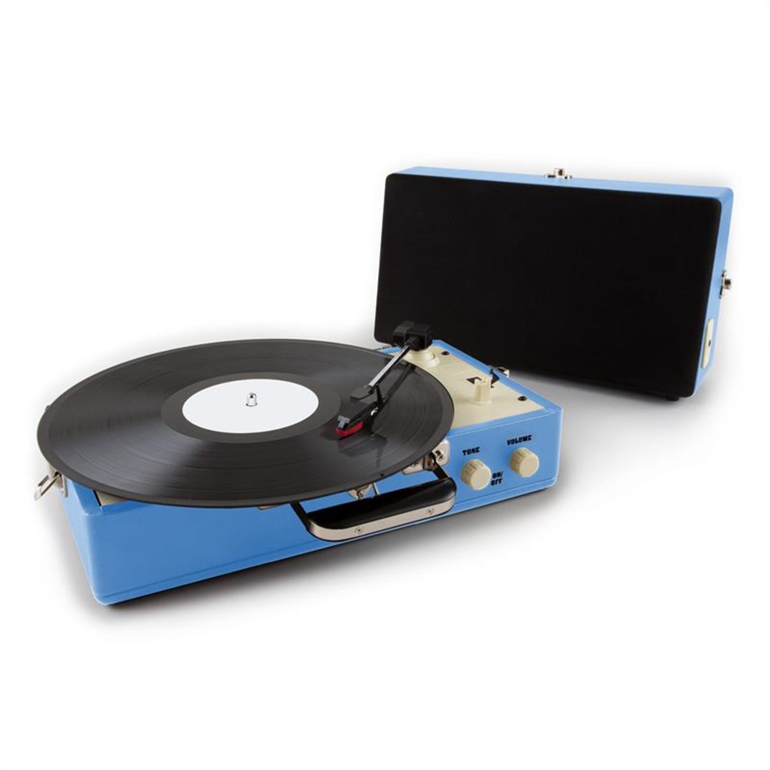 Nostalgy Buckingham Tocadiscos maletín retro AUX Azul 