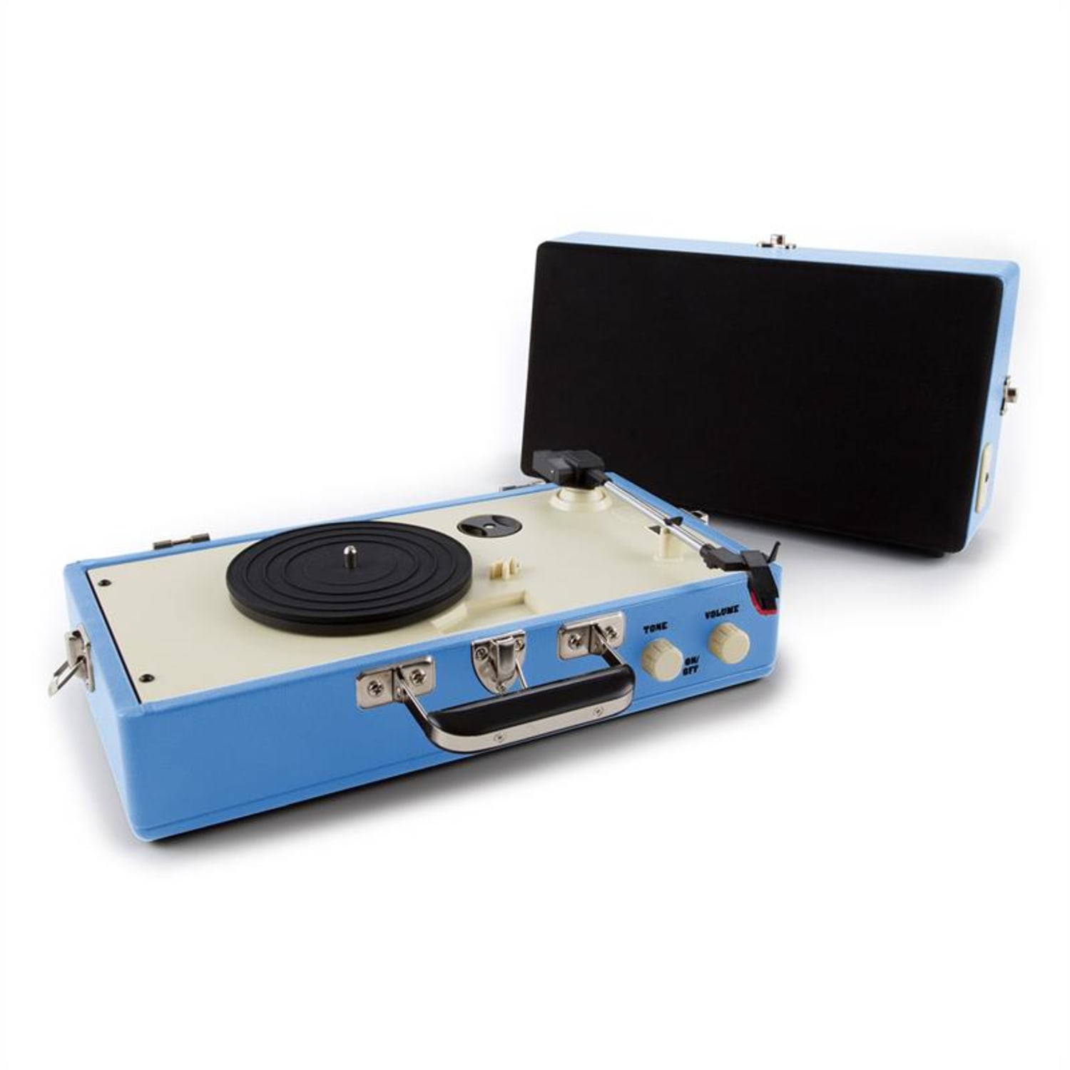 Nostalgy Buckingham Tocadiscos maletín retro AUX Azul 