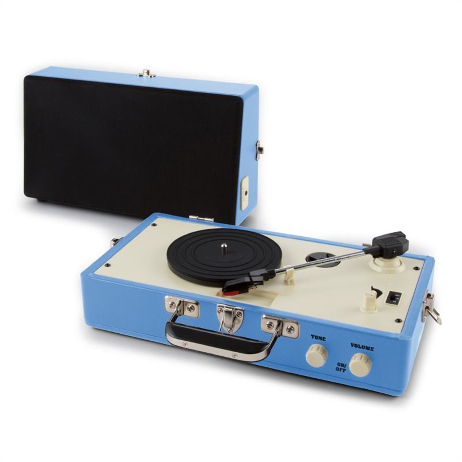 Nostalgy Buckingham Tocadiscos maletín retro AUX Azul 