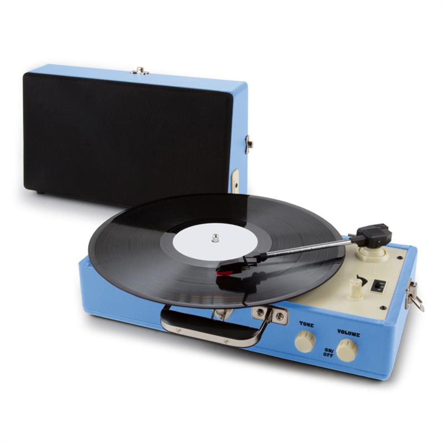 Nostalgy Buckingham Tocadiscos maletín retro AUX Azul 