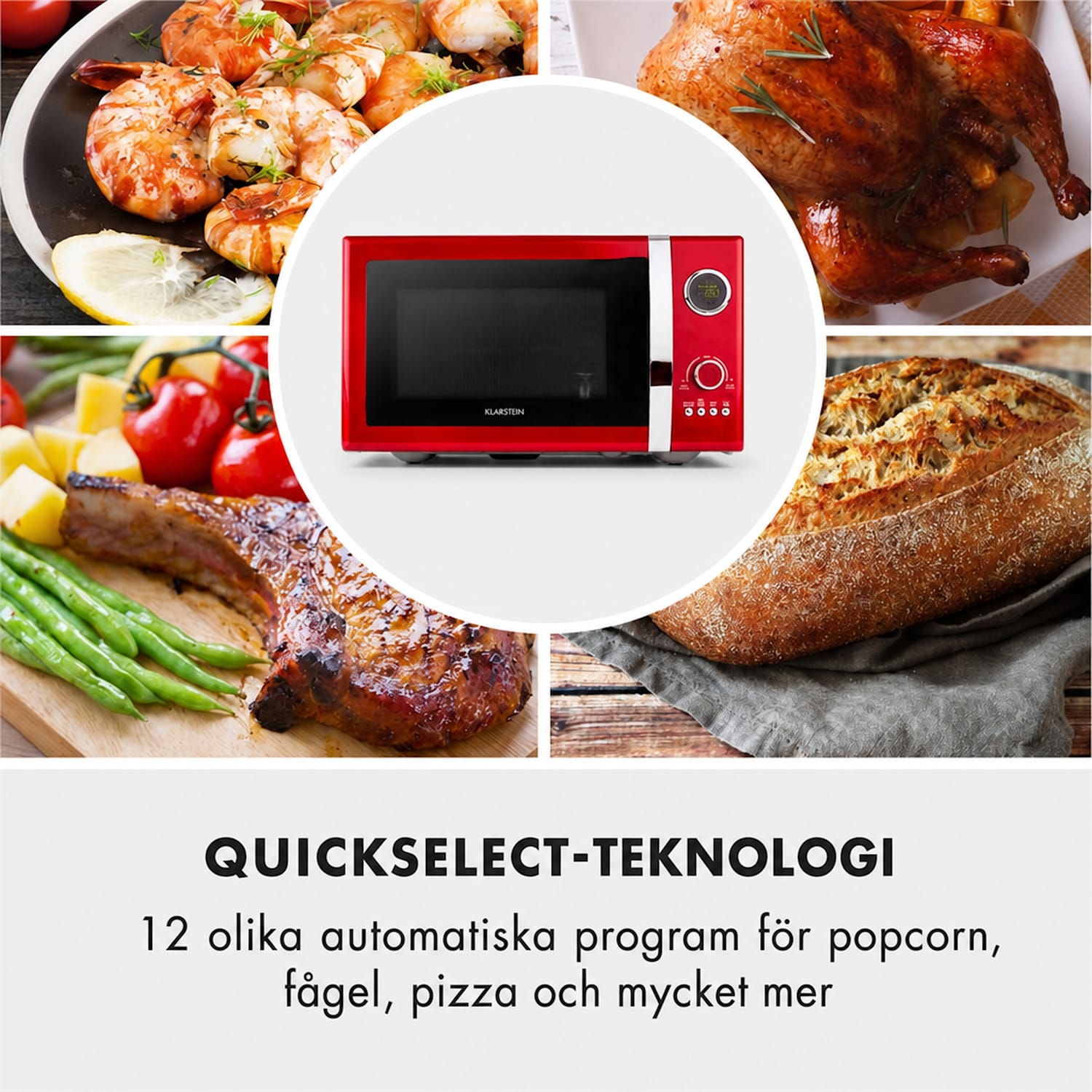 Fine Destiny 2-i-1-mikrovågsugn 23 l 800 W 12 program röd Röd