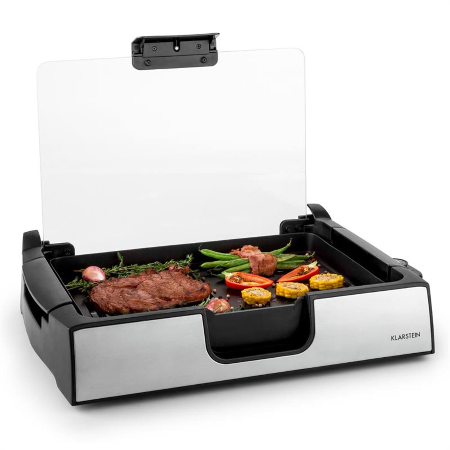 Klarstein Showmaster asztali grill, 1500 W, max. 250 °C, üveg fedél 