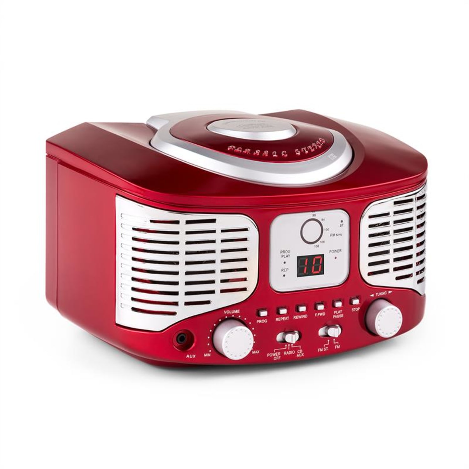 RCD320 Reproductor de CD retro FM AUX Rojo Rojo