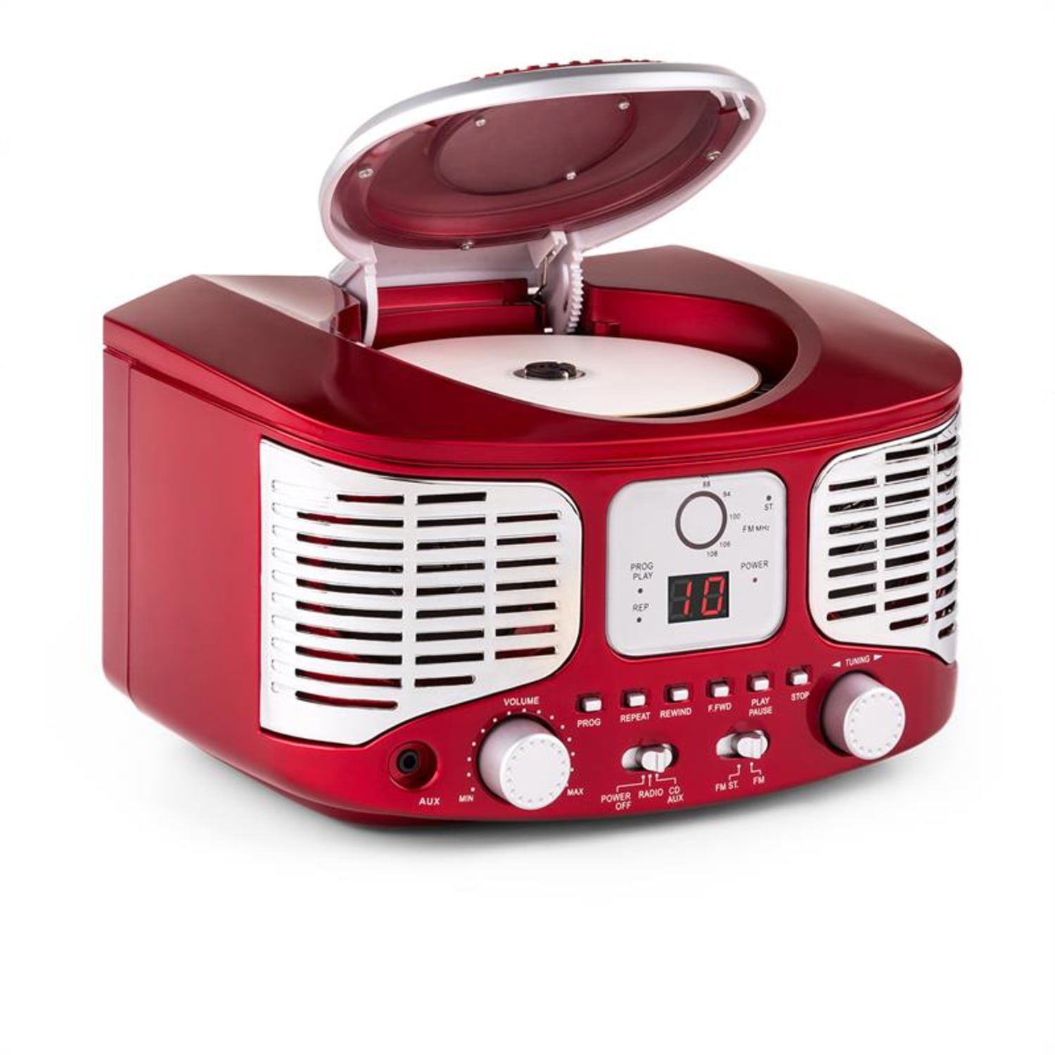 RCD320 Reproductor de CD retro FM AUX Rojo Rojo