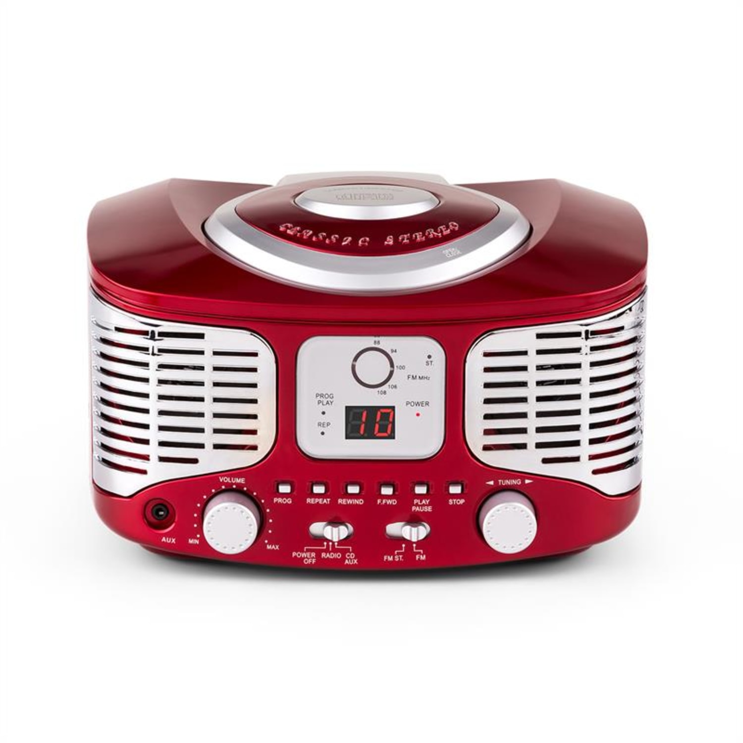 RCD320 Reproductor de CD retro FM AUX Rojo Rojo